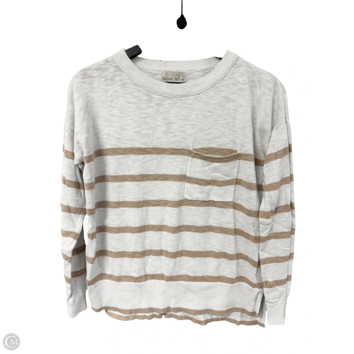 Sweater By Clothes Mentor In Tan & White, Size: S
