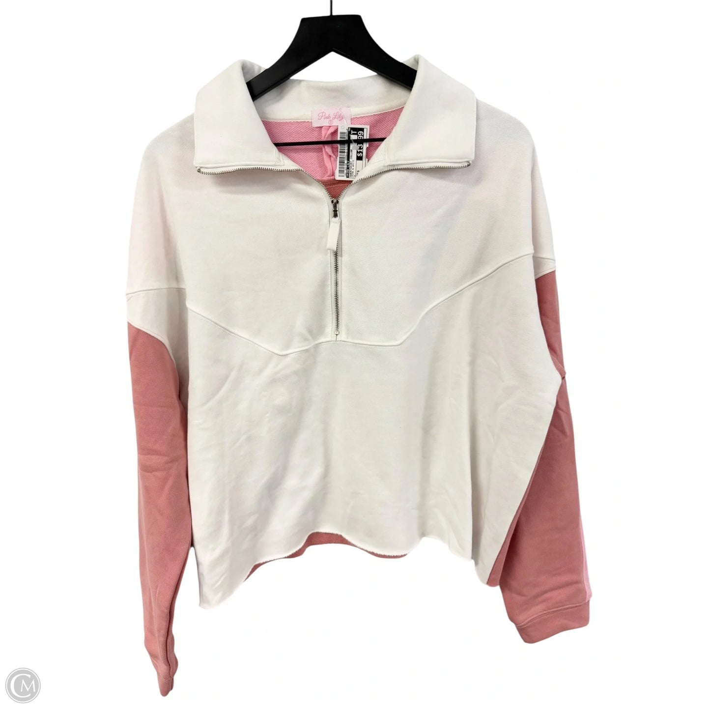 Sweatshirt Collar By Pink Lily In Pink & White, Size: S