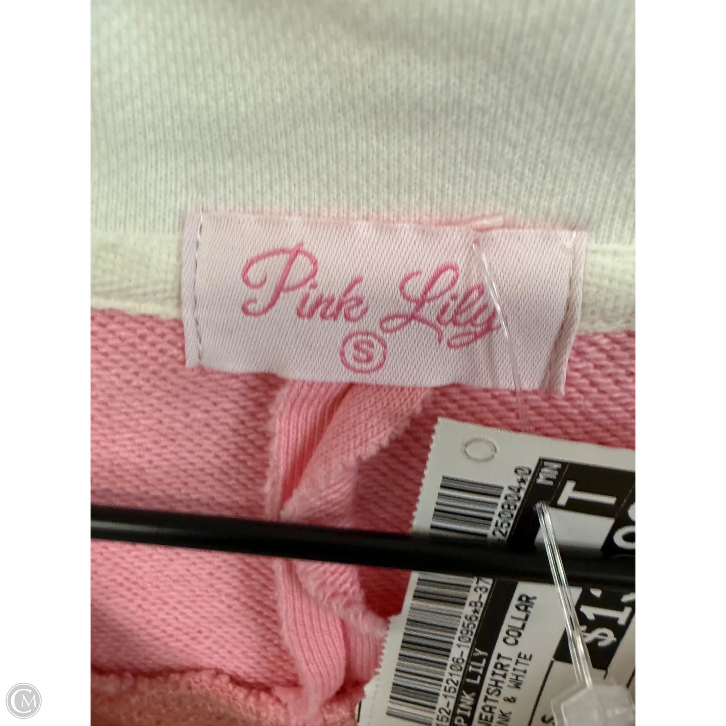 Sweatshirt Collar By Pink Lily In Pink & White, Size: S