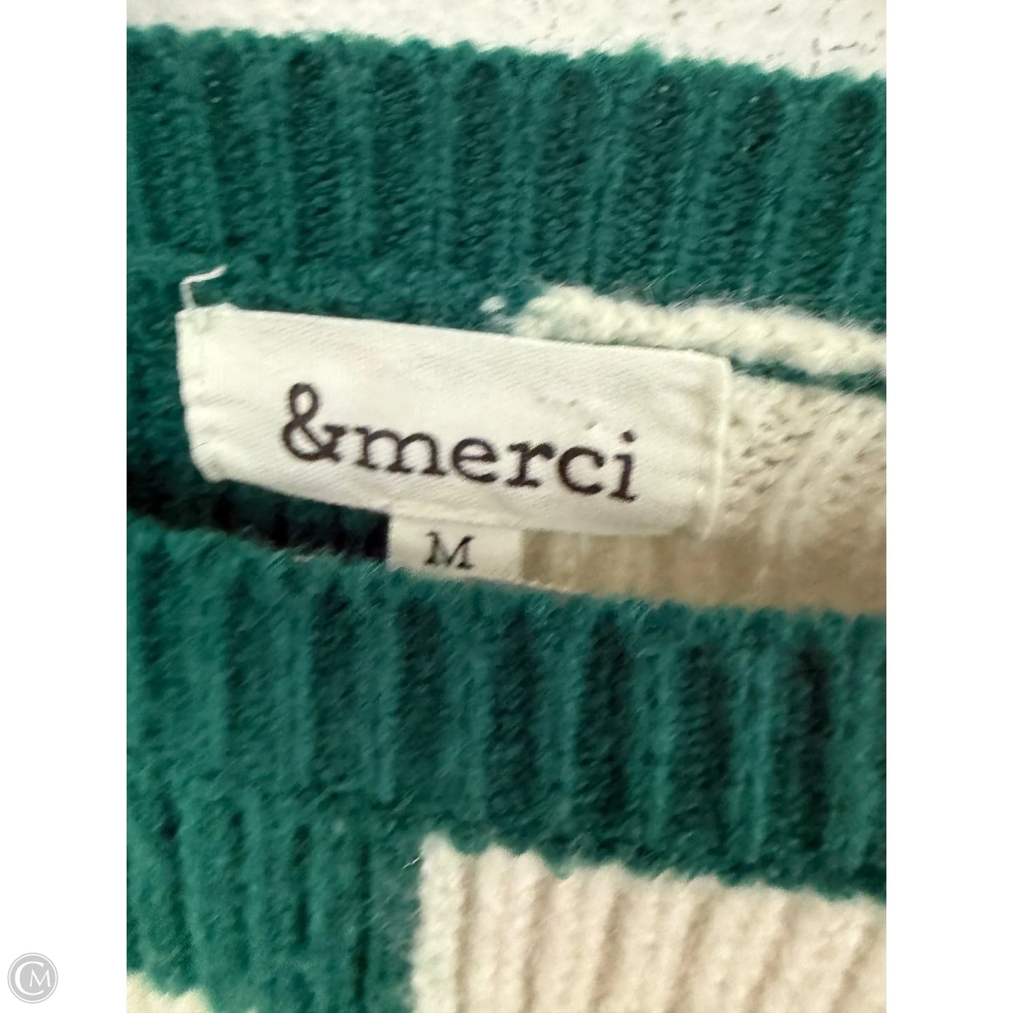Sweater By Cmc In Green & White, Size: M