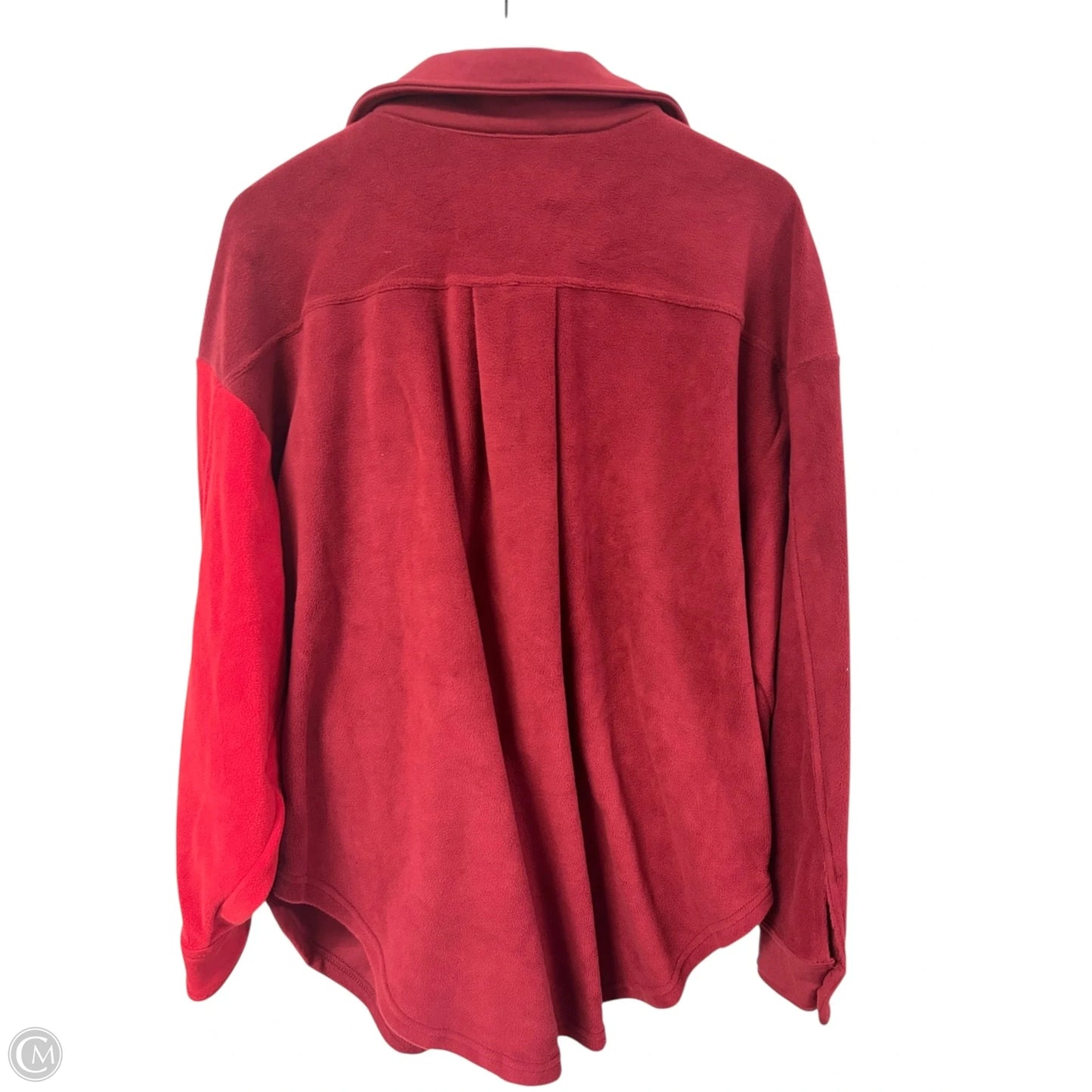 Jacket Shirt By Bibi In Red & Tan, Size: M