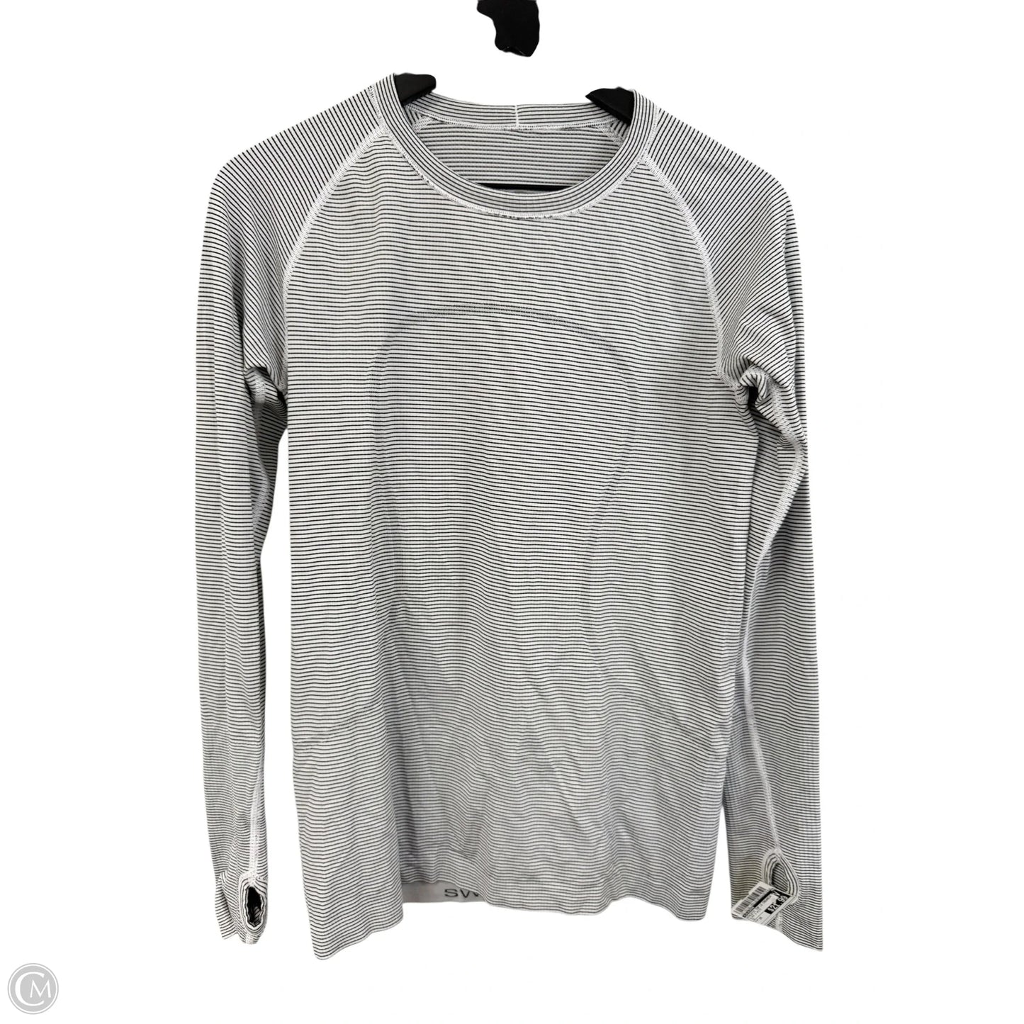 Athletic Top Long Sleeve Crewneck By Lululemon In Black & White, Size: 10