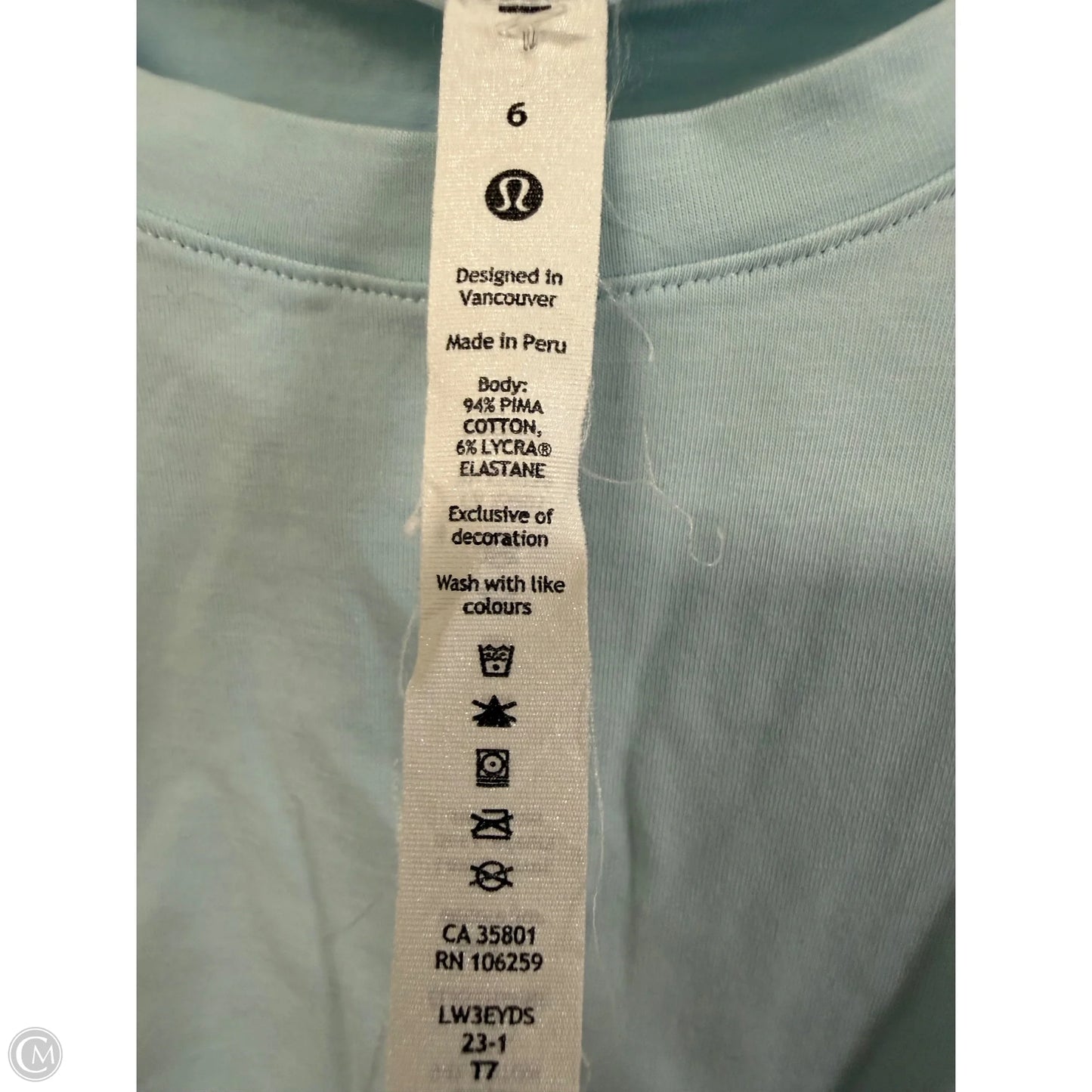 Athletic Top Short Sleeve By Lululemon In Blue, Size: 6