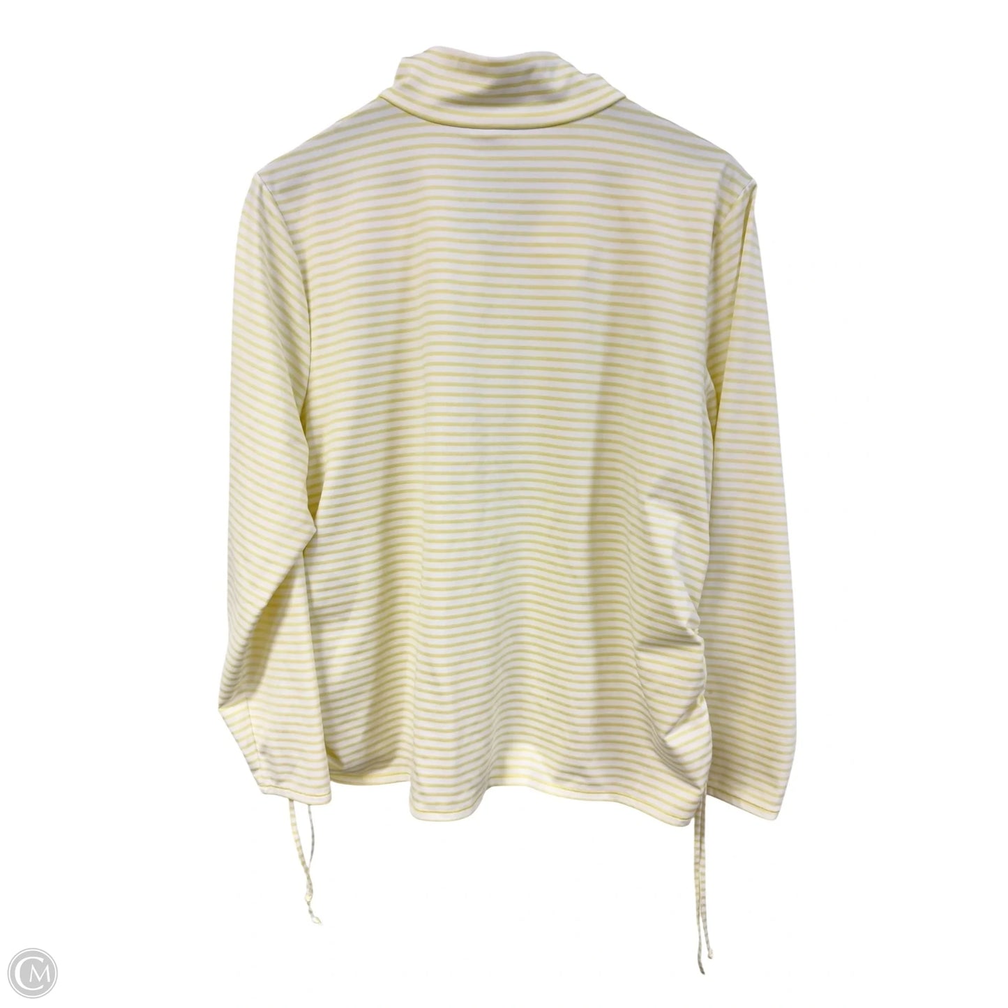 Athletic Top Long Sleeve Crewneck By Chicos In White & Yellow, Size: Xl