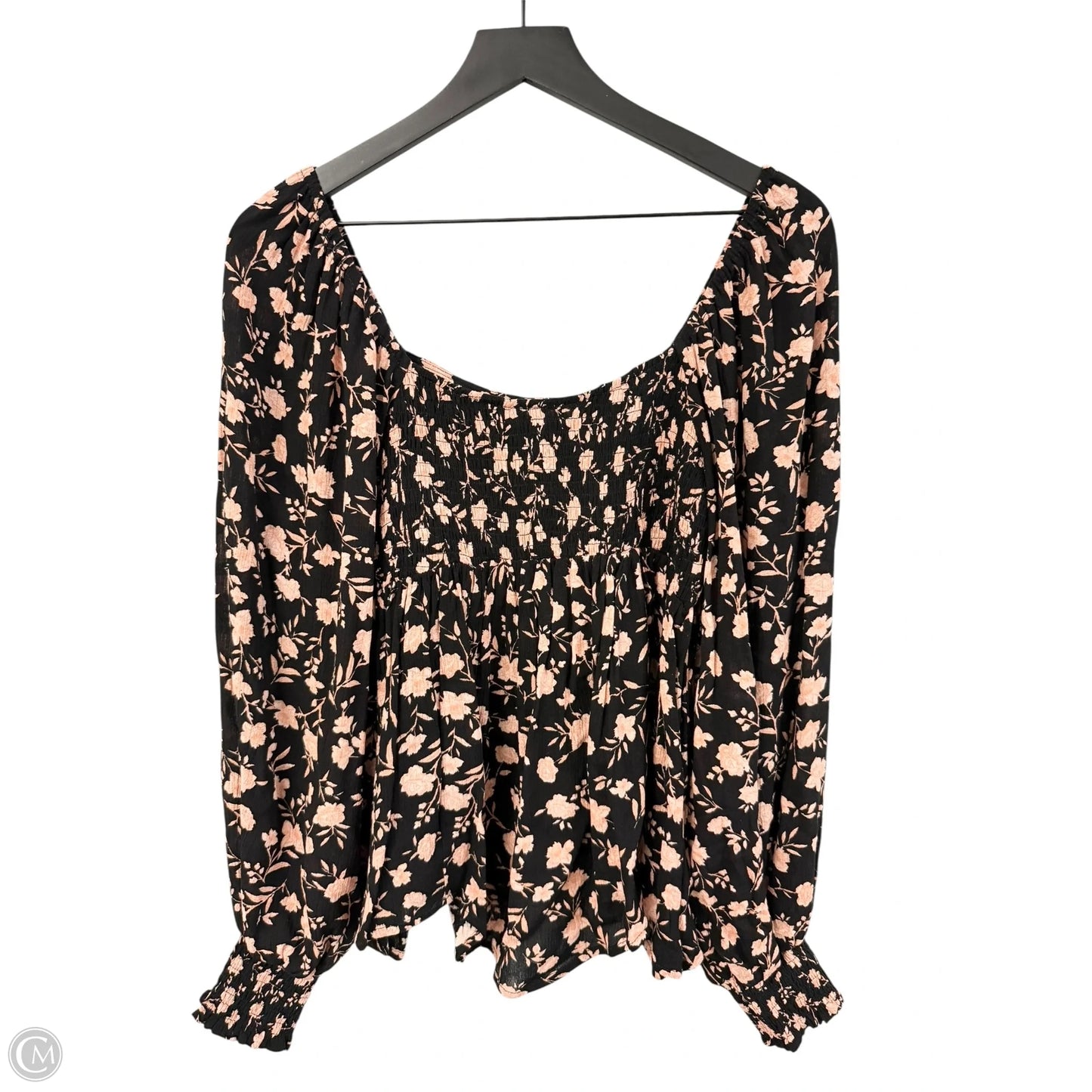 Top Long Sleeve By By Together In Black & Pink, Size: S
