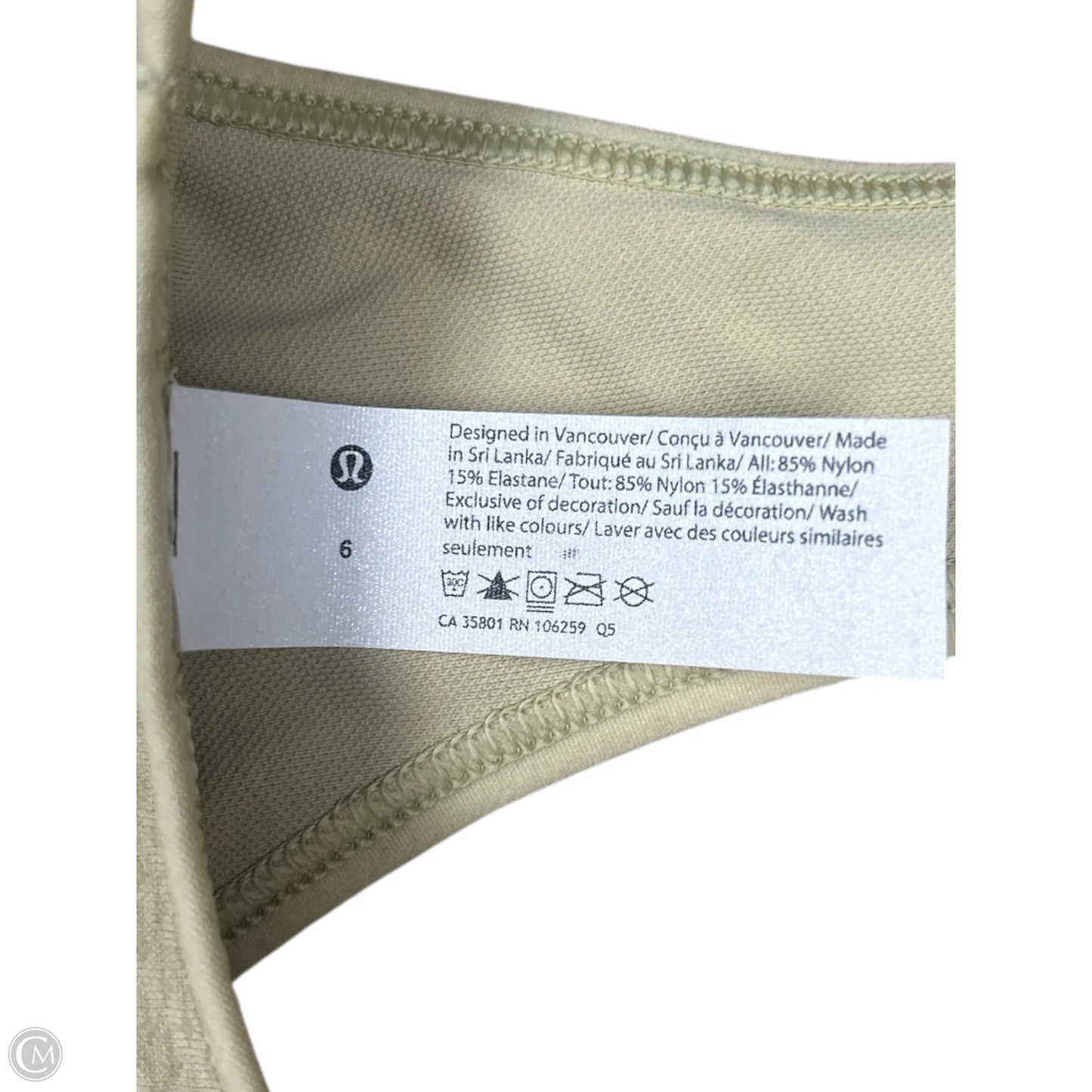 Athletic Bra By Lululemon In Green, Size: 6