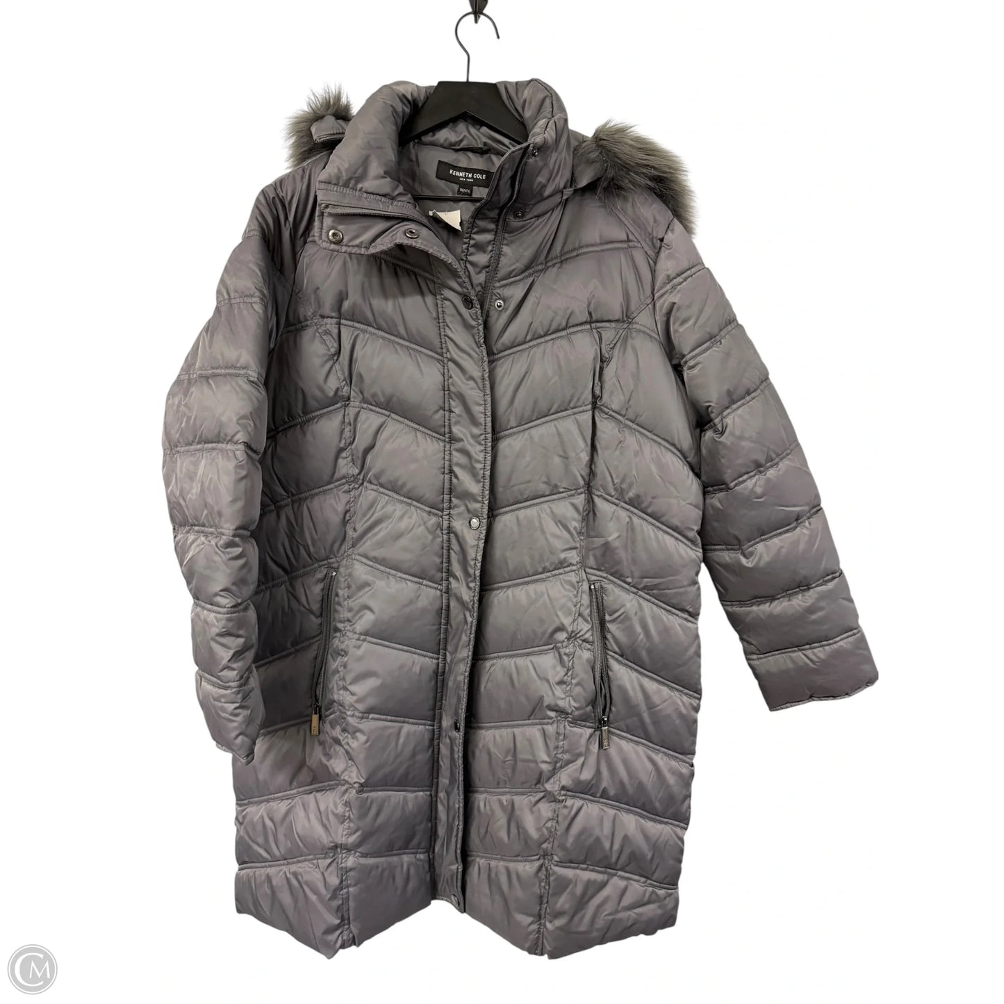Coat Puffer & Quilted By Kenneth Cole In Silver, Size: 1x