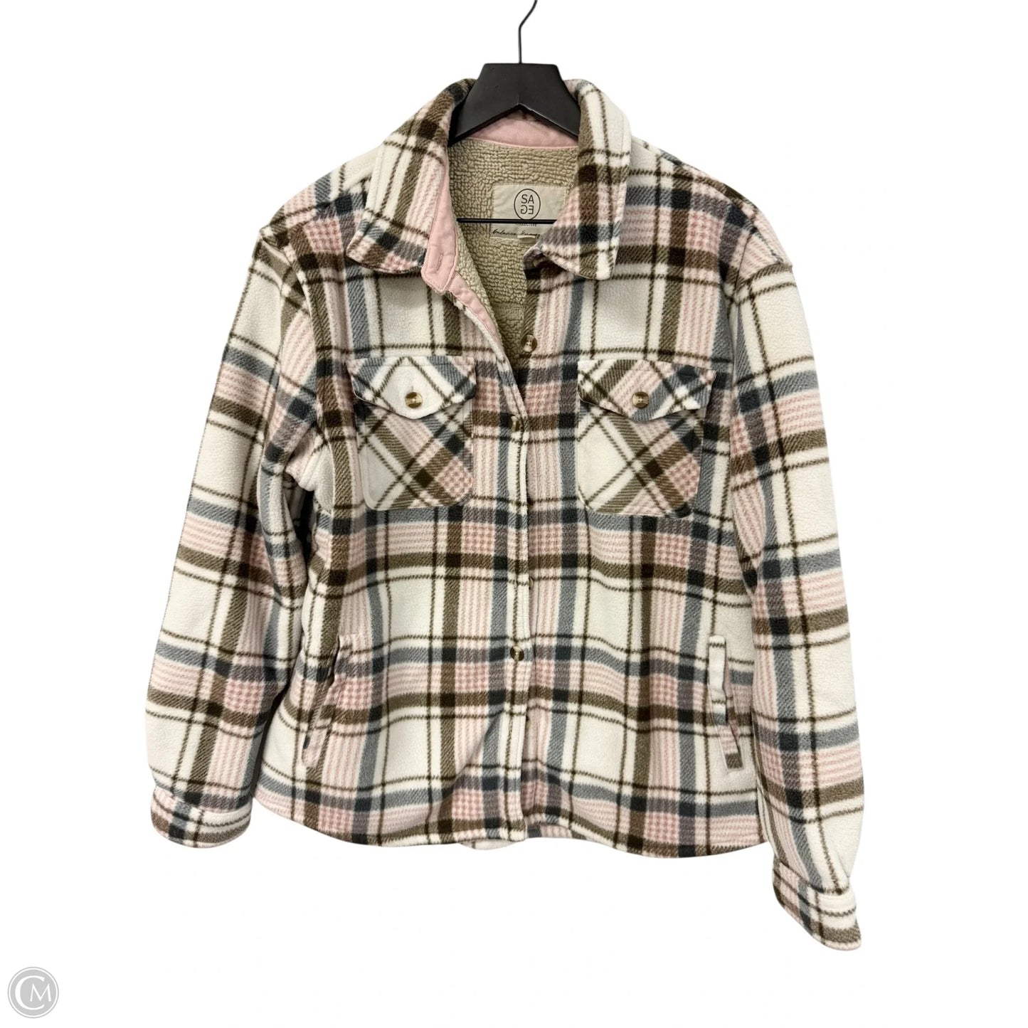 Jacket Shirt By Sage In Multi-colored, Size: L