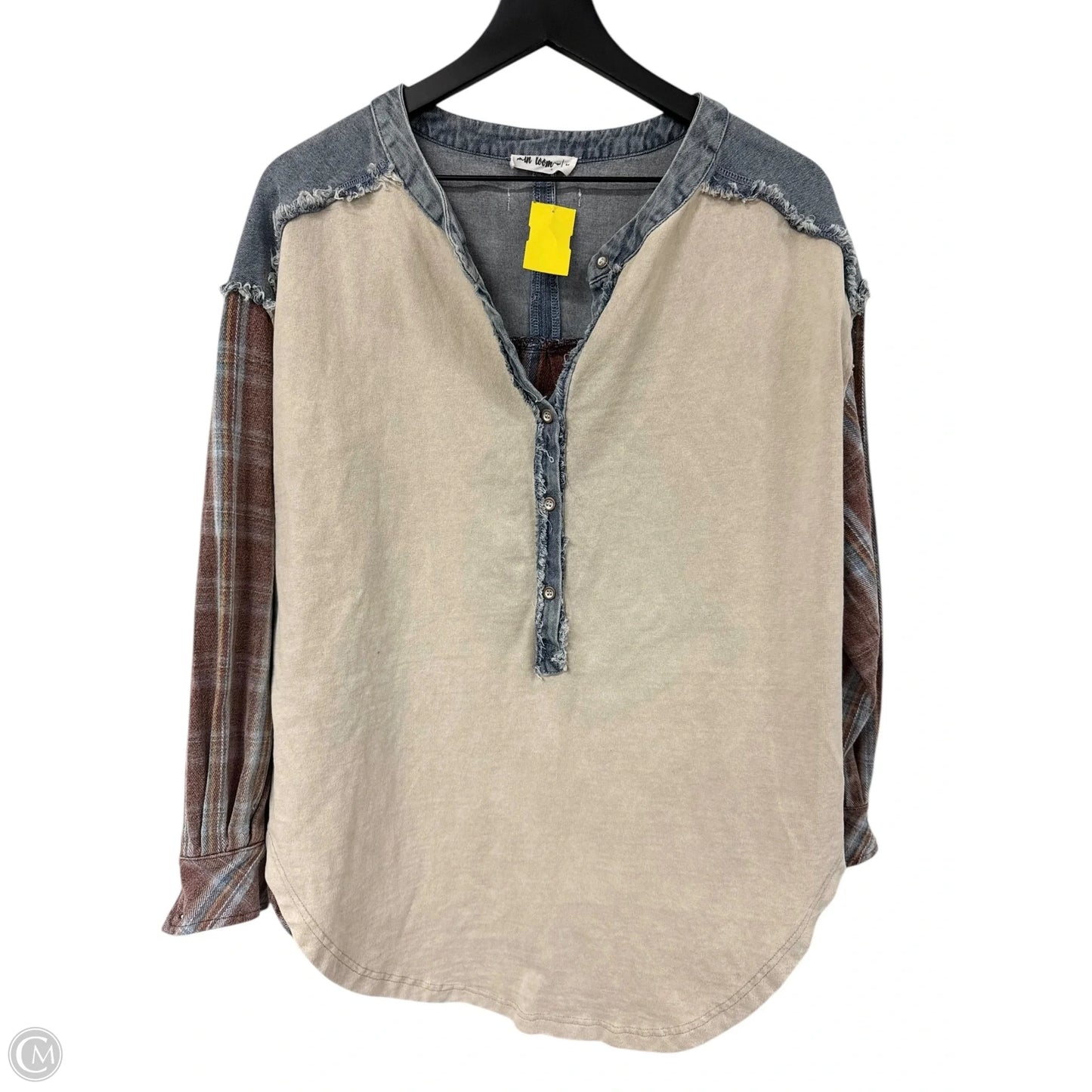 Top Long Sleeve By In Loom In Blue & Cream, Size: M