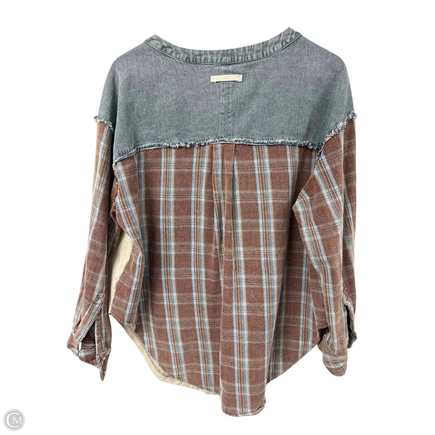 Top Long Sleeve By In Loom In Blue & Cream, Size: M