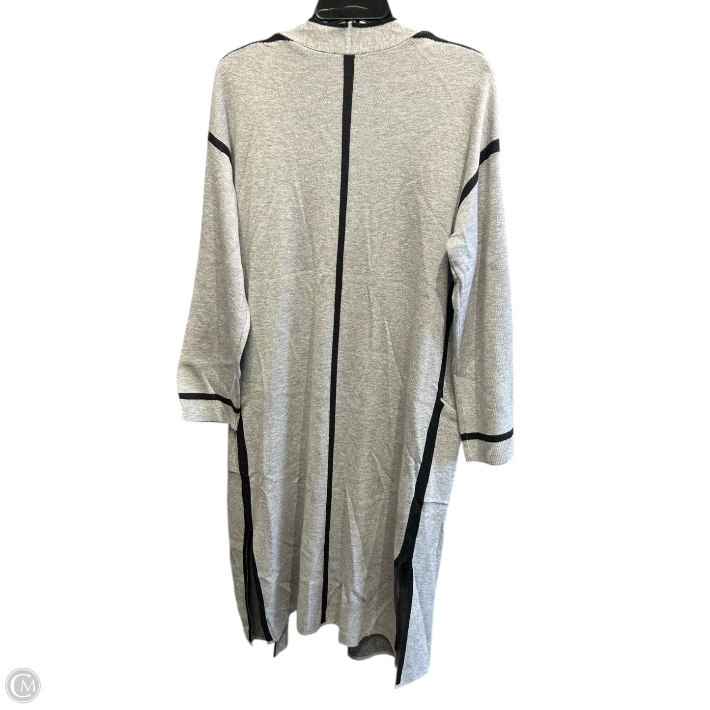 Sweater Cardigan By Tahari In Black & Grey, Size: L