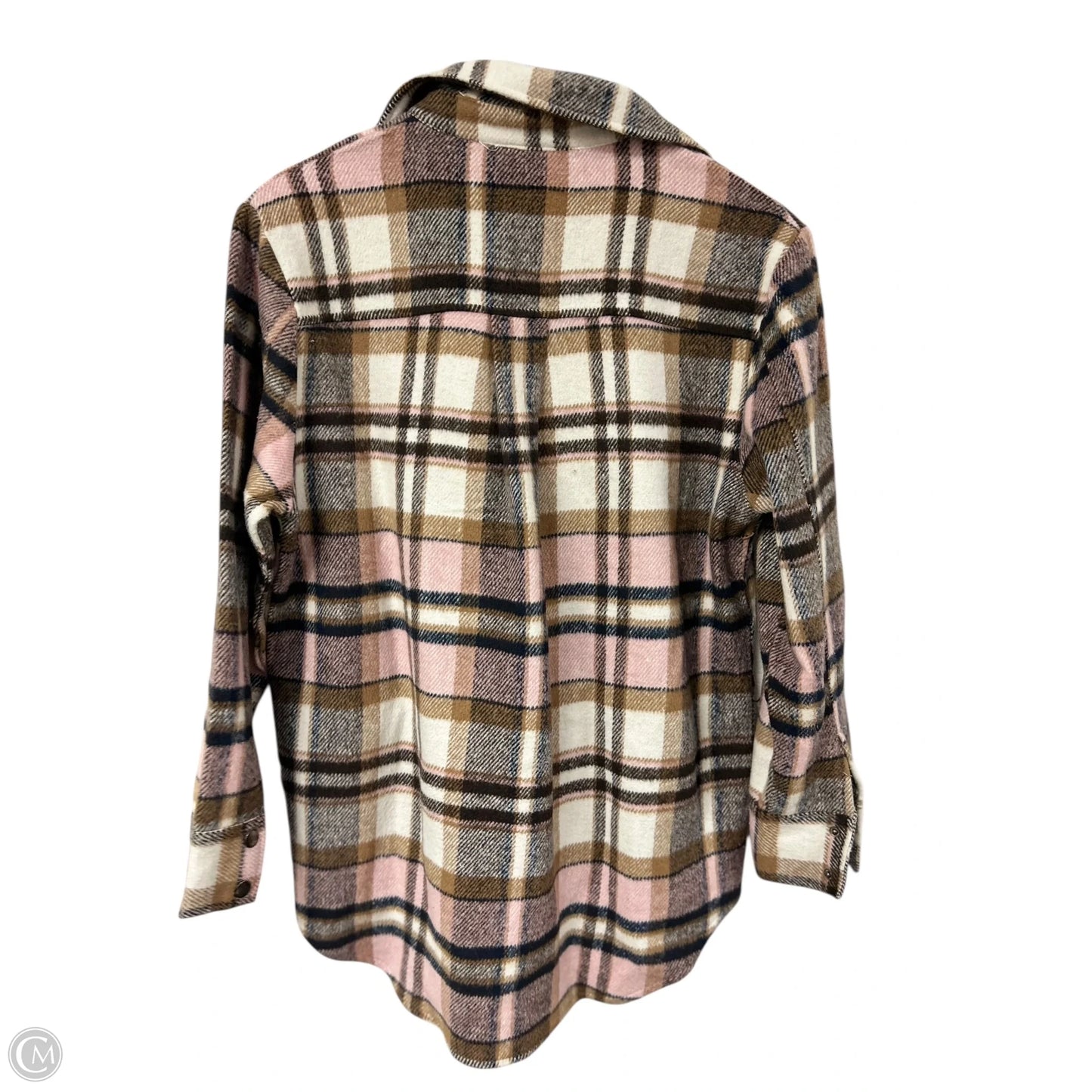 Jacket Shirt By Blue B In Brown & Pink, Size: S