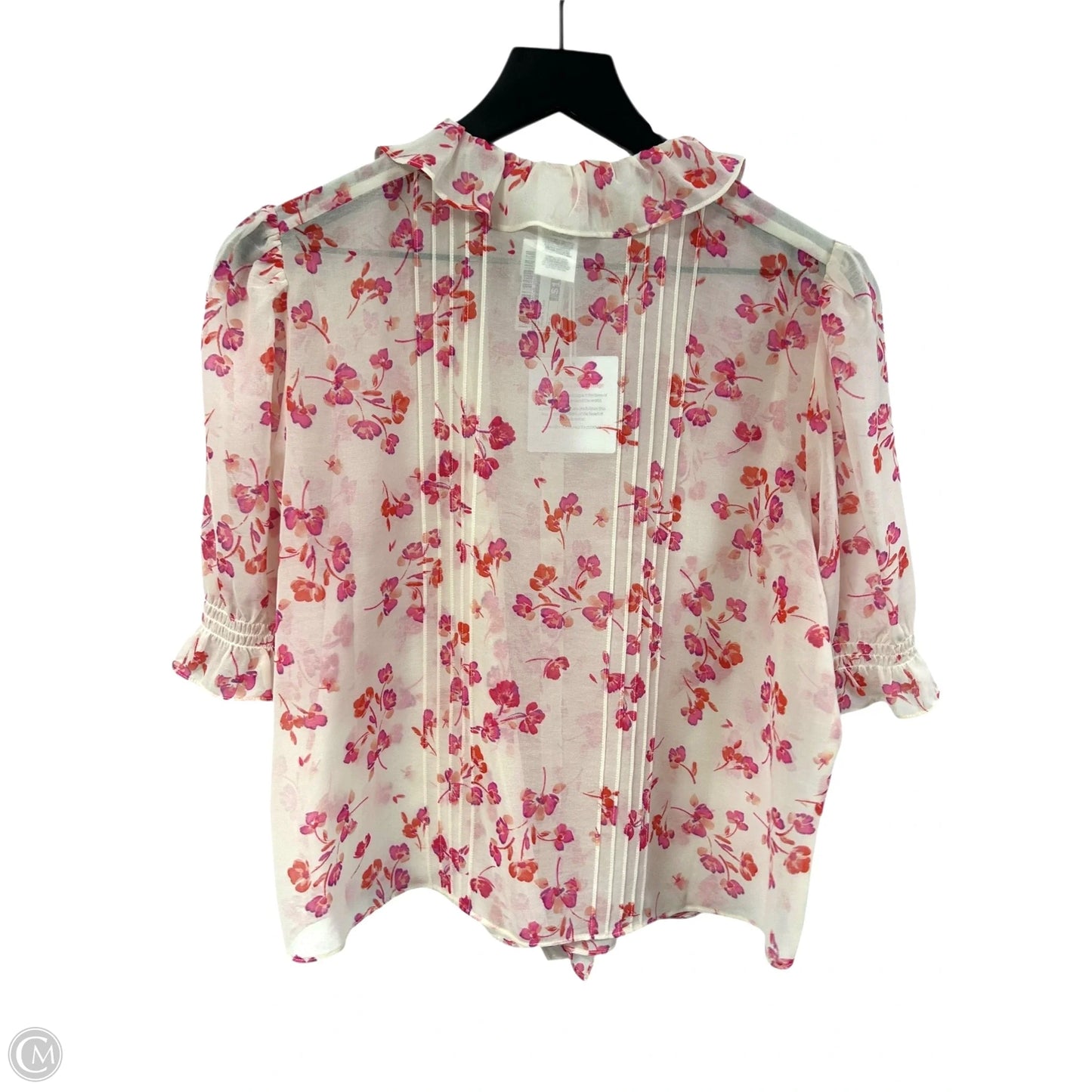 Top Short Sleeve By Cabi In Cream & Pink, Size: M