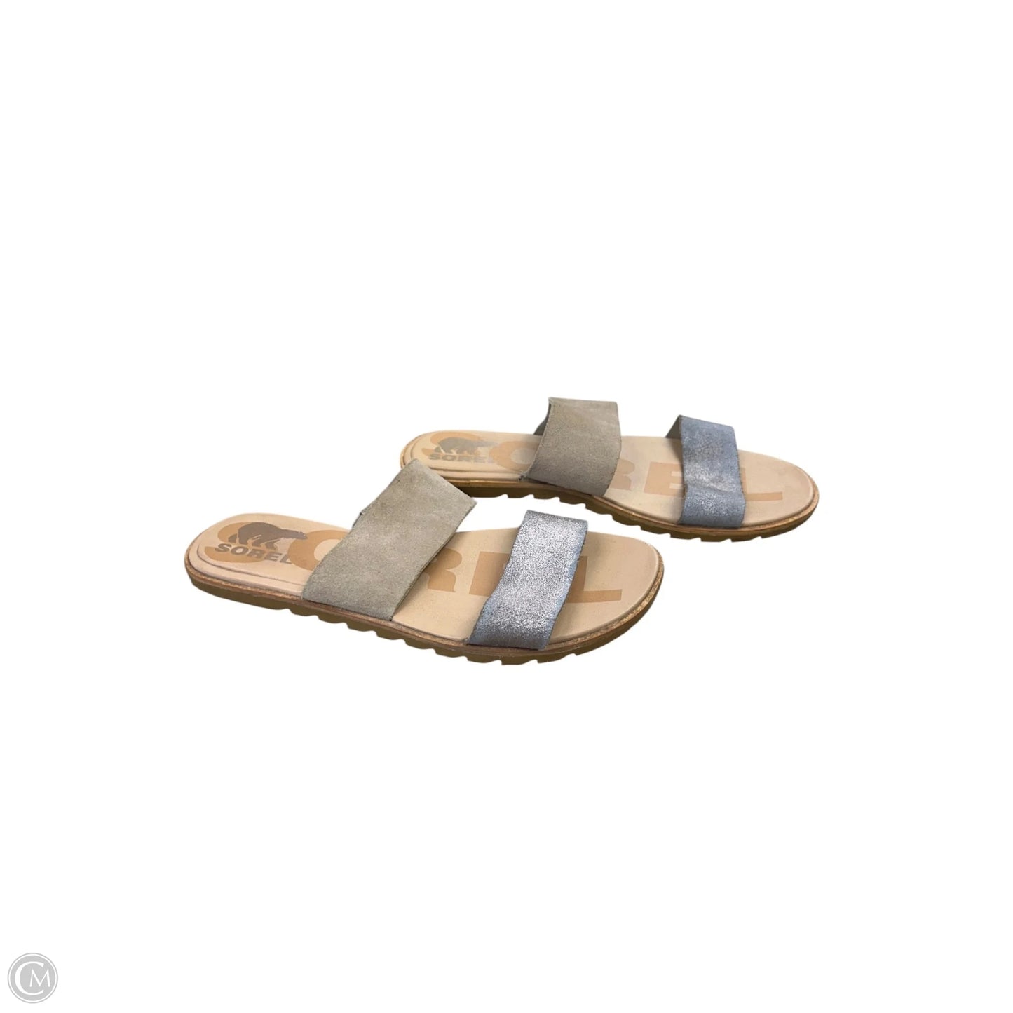 Sandals Flats By Sorel In Silver & Tan, Size: 8.5