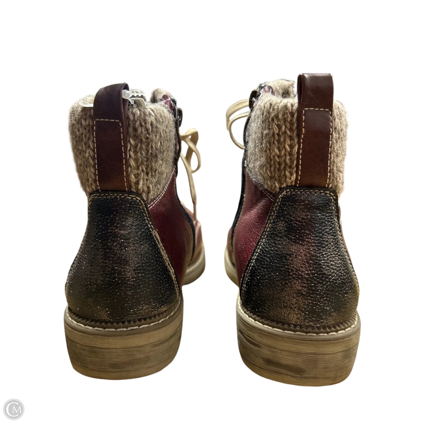 Boots Ankle Flats By Spring Step In Maroon, Size: 10.5