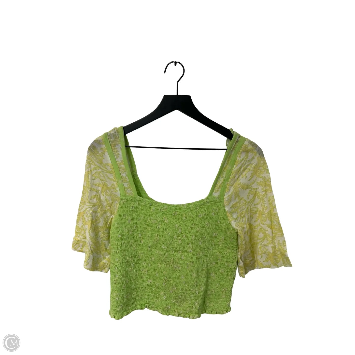 Top Short Sleeve By Free People In Green & Yellow, Size: M