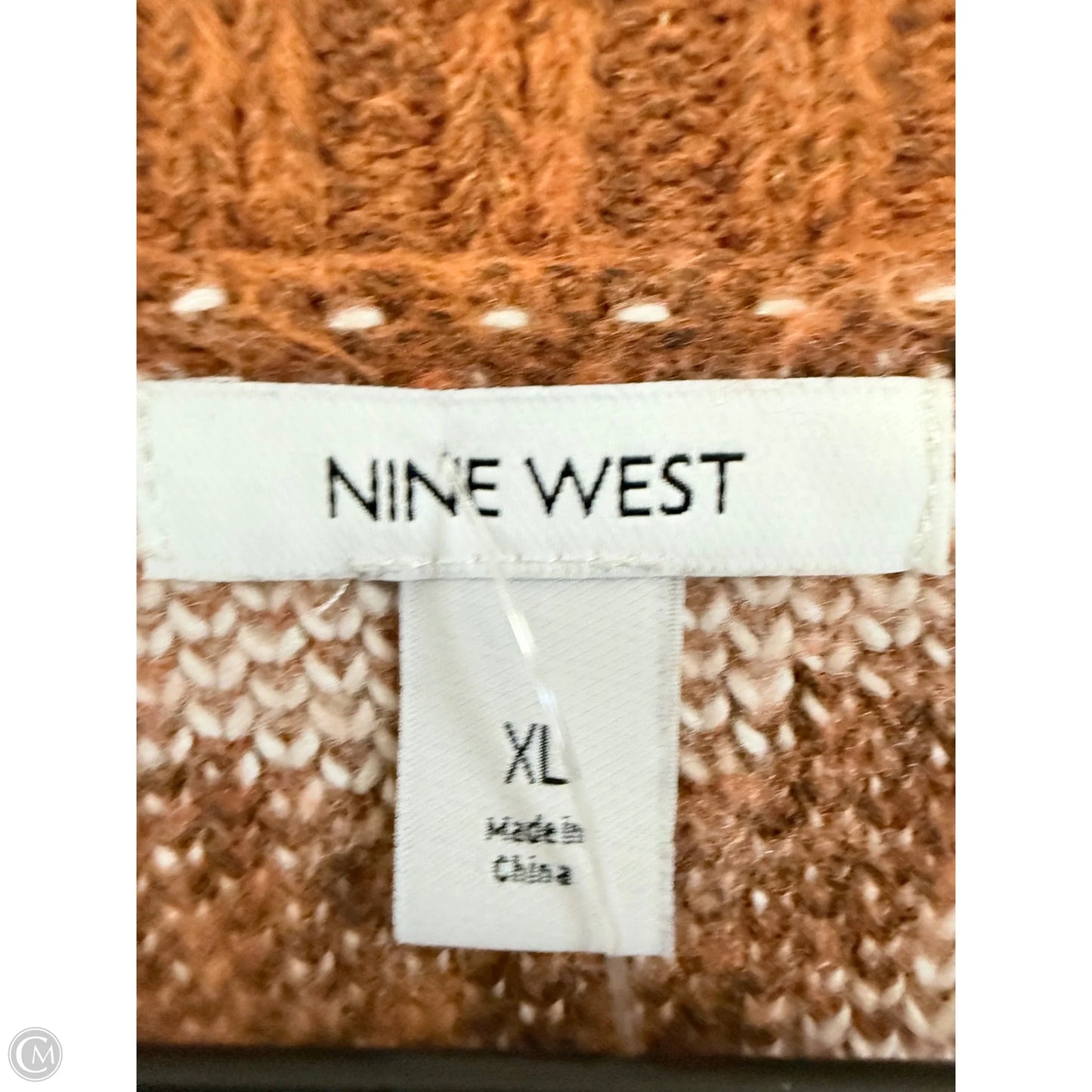 Sweater By Nine West Apparel In Brown & White, Size: Xl