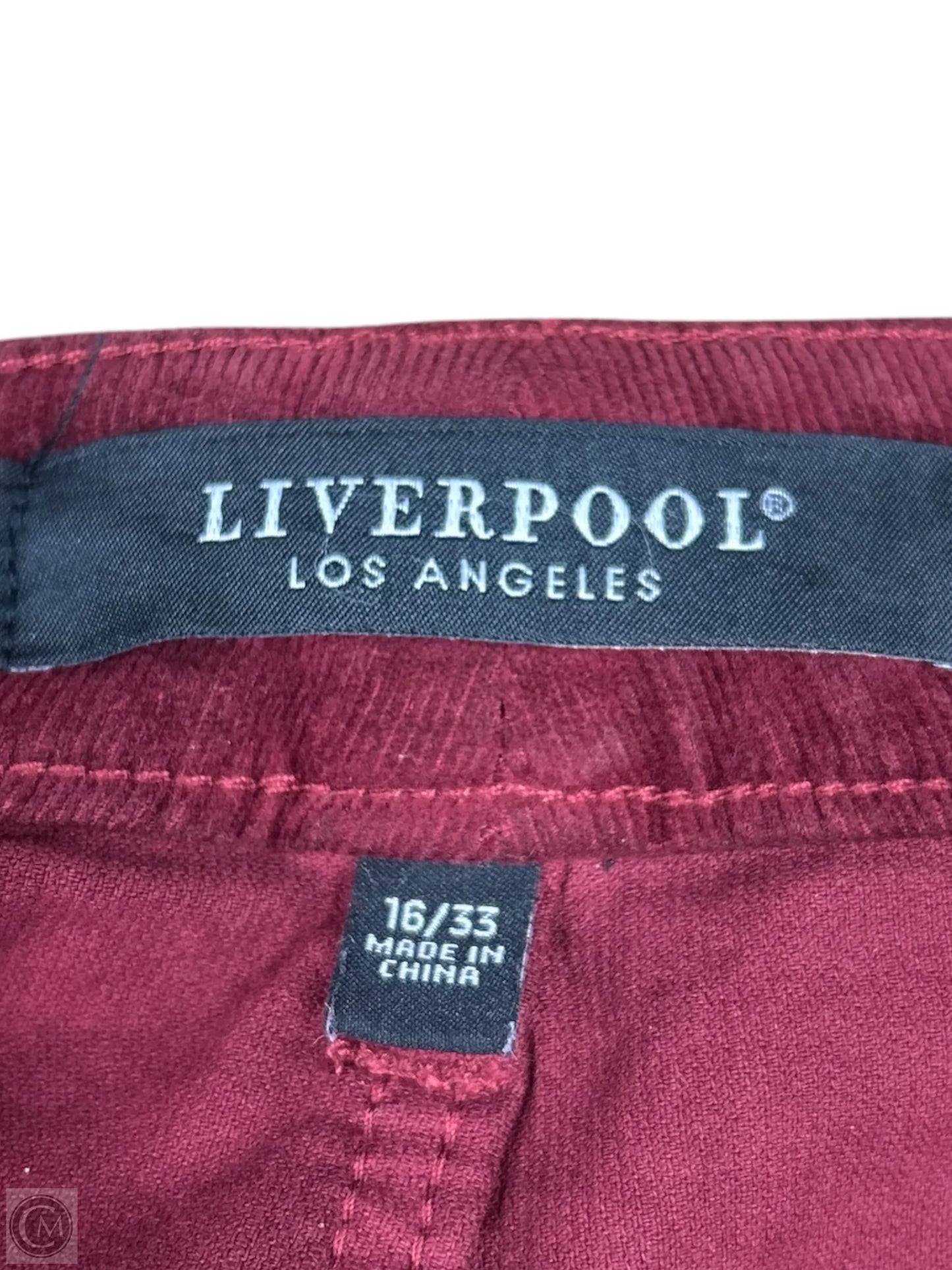 Pants Corduroy By Liverpool In Red, Size: 16