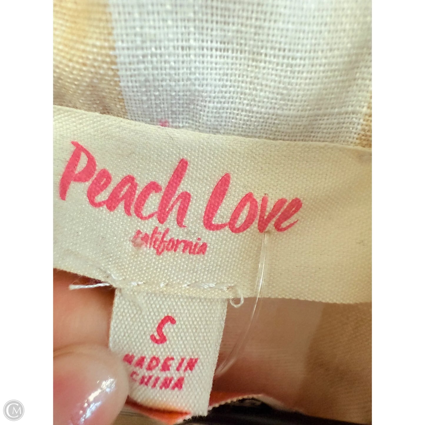 Blouse Long Sleeve By Peach Love Cream California In Tan & White, Size: S