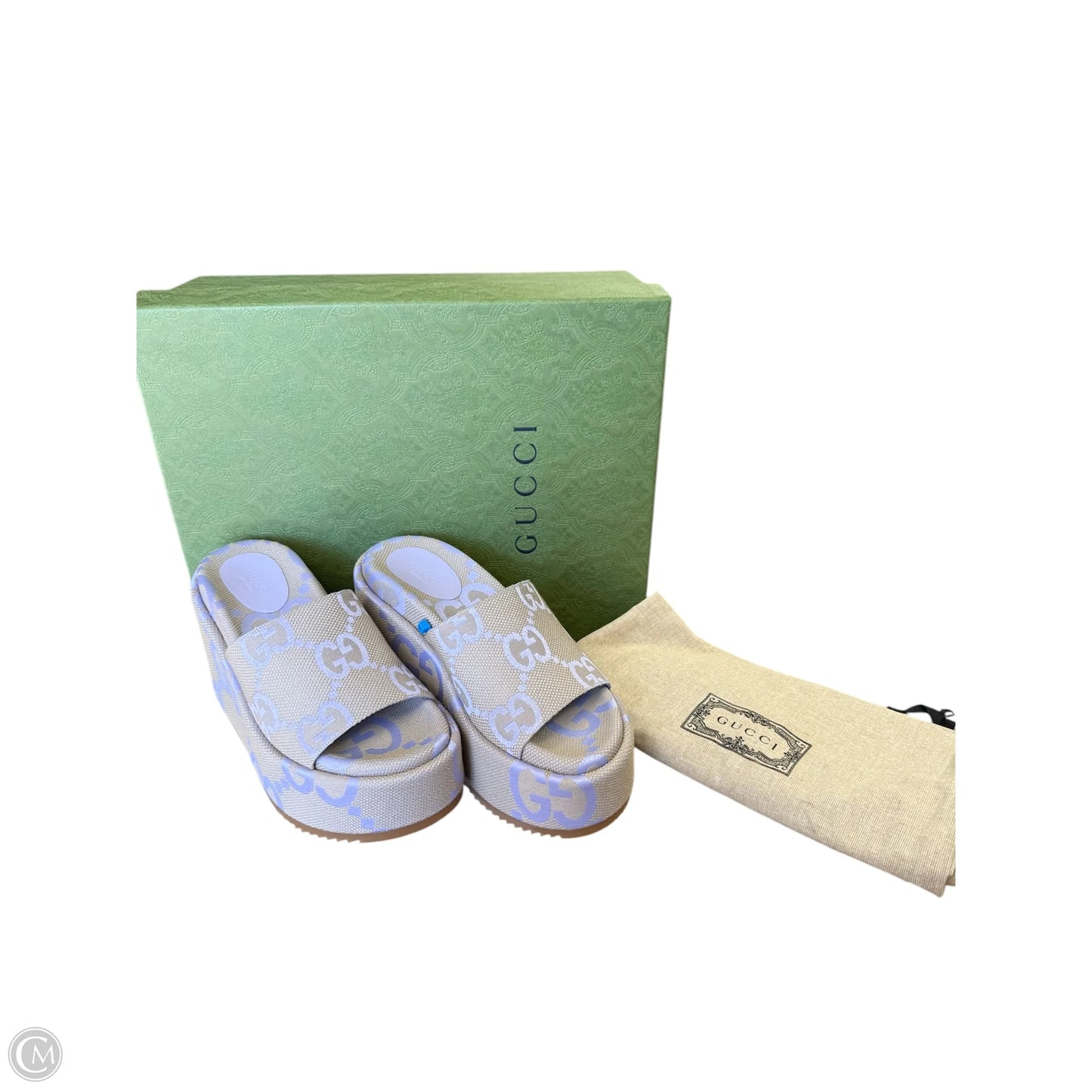Sandals Luxury Designer By Gucci In Purple & Tan, Size: 7