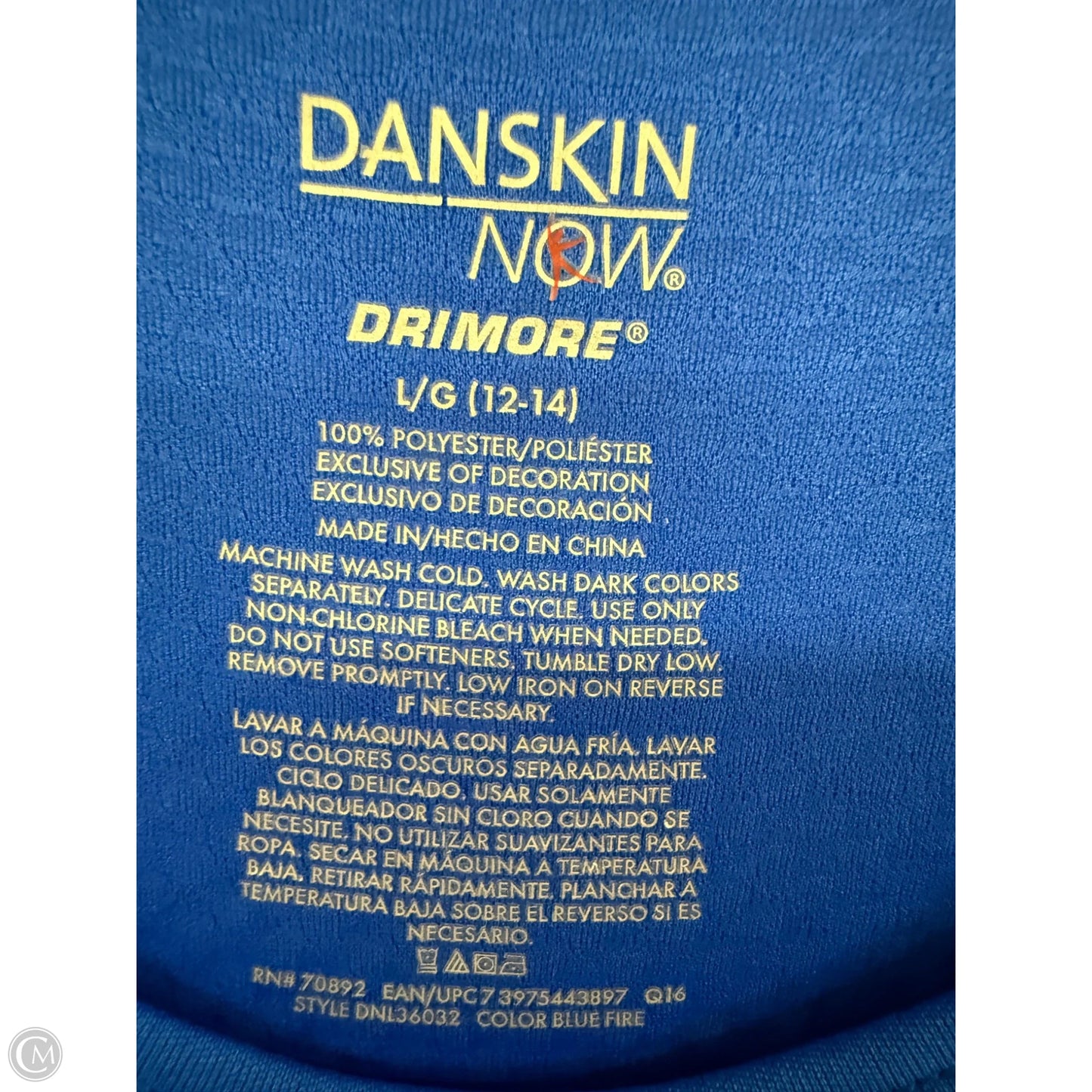 Athletic Top Long Sleeve Crewneck By Danskin Now In Blue, Size: L