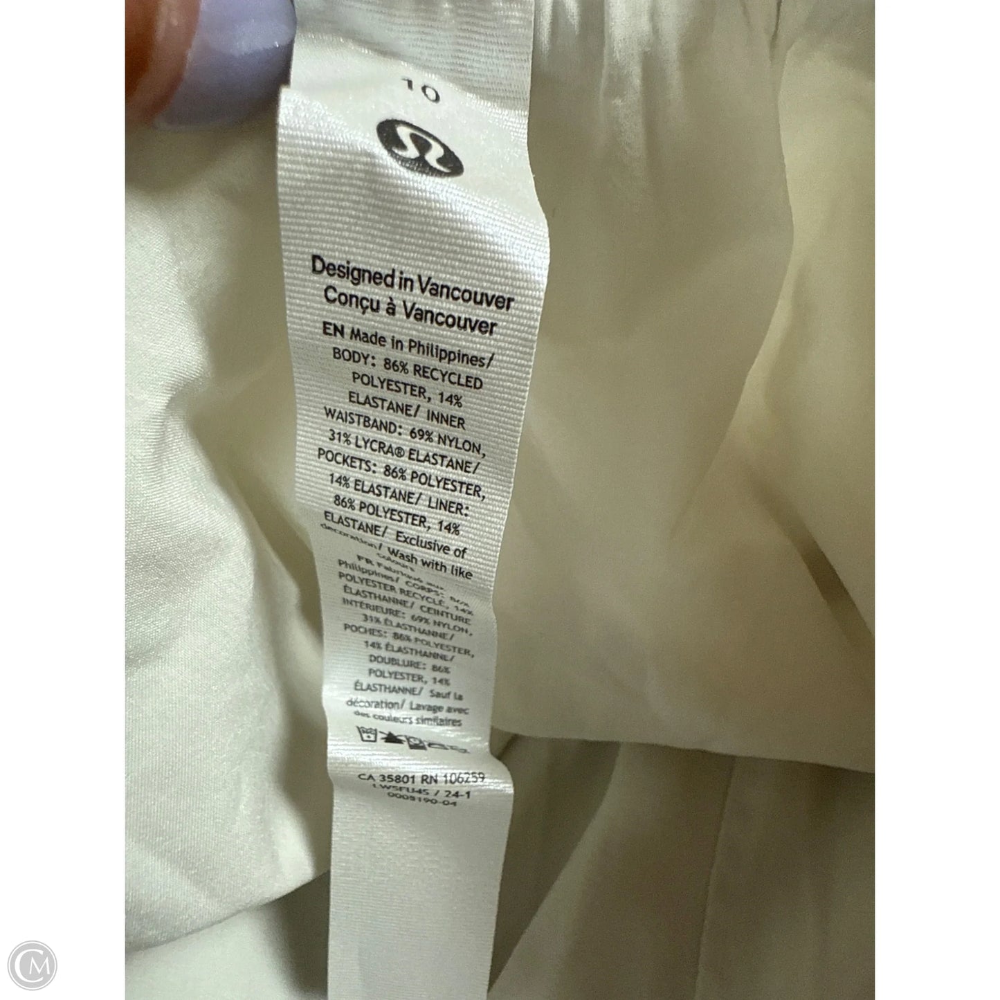 Athletic Pants By Lululemon In Cream, Size: 10