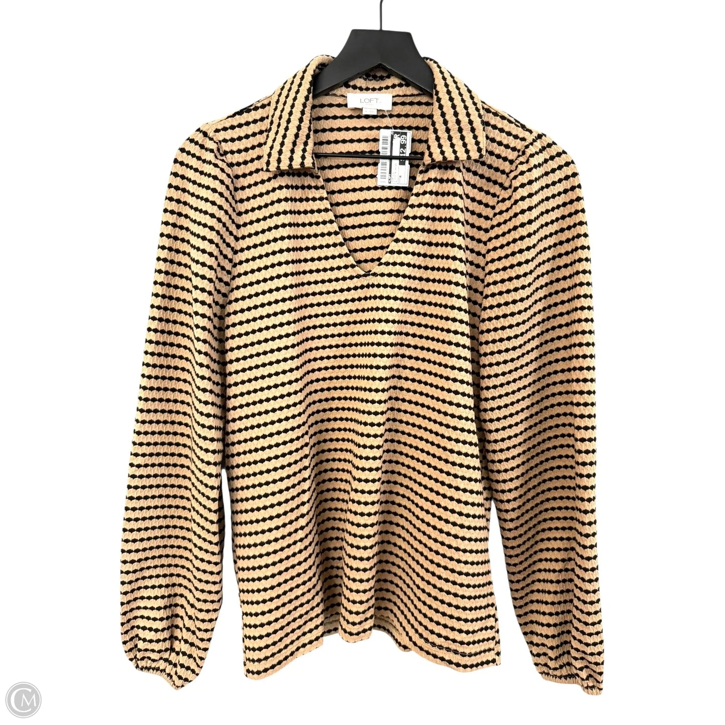 Top Long Sleeve By Loft In Black & Brown, Size: M