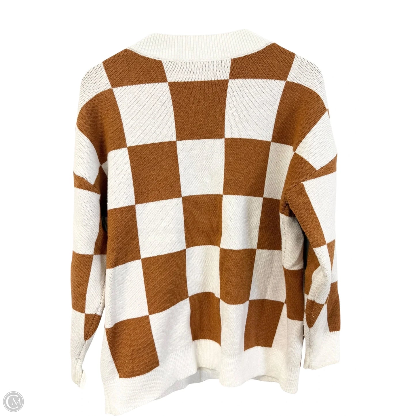Sweater Cardigan By Cme In Brown & White, Size: S