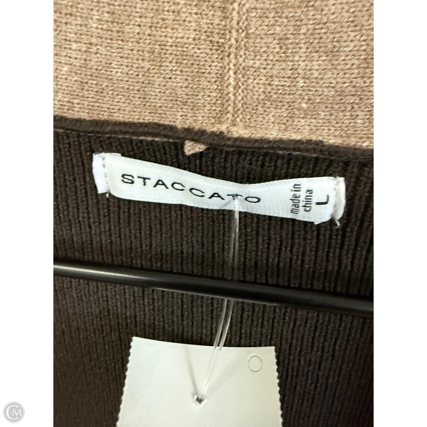 Sweater Cardigan By Staccato In Brown & Tan, Size: L