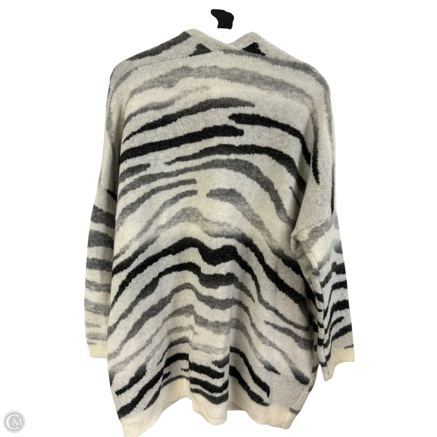 Sweater Cardigan By Dreamers In Grey & White, Size: M