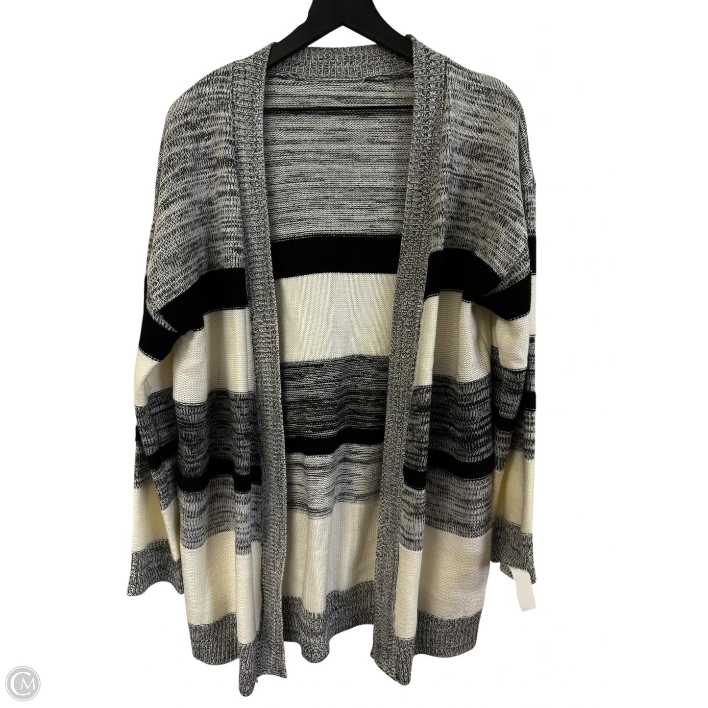 Sweater Cardigan By Cmf In Black & White, Size: Xl