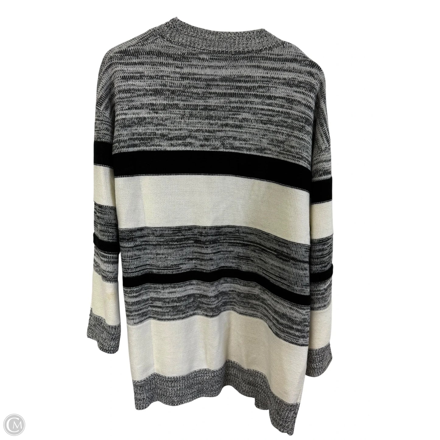 Sweater Cardigan By Cmf In Black & White, Size: Xl