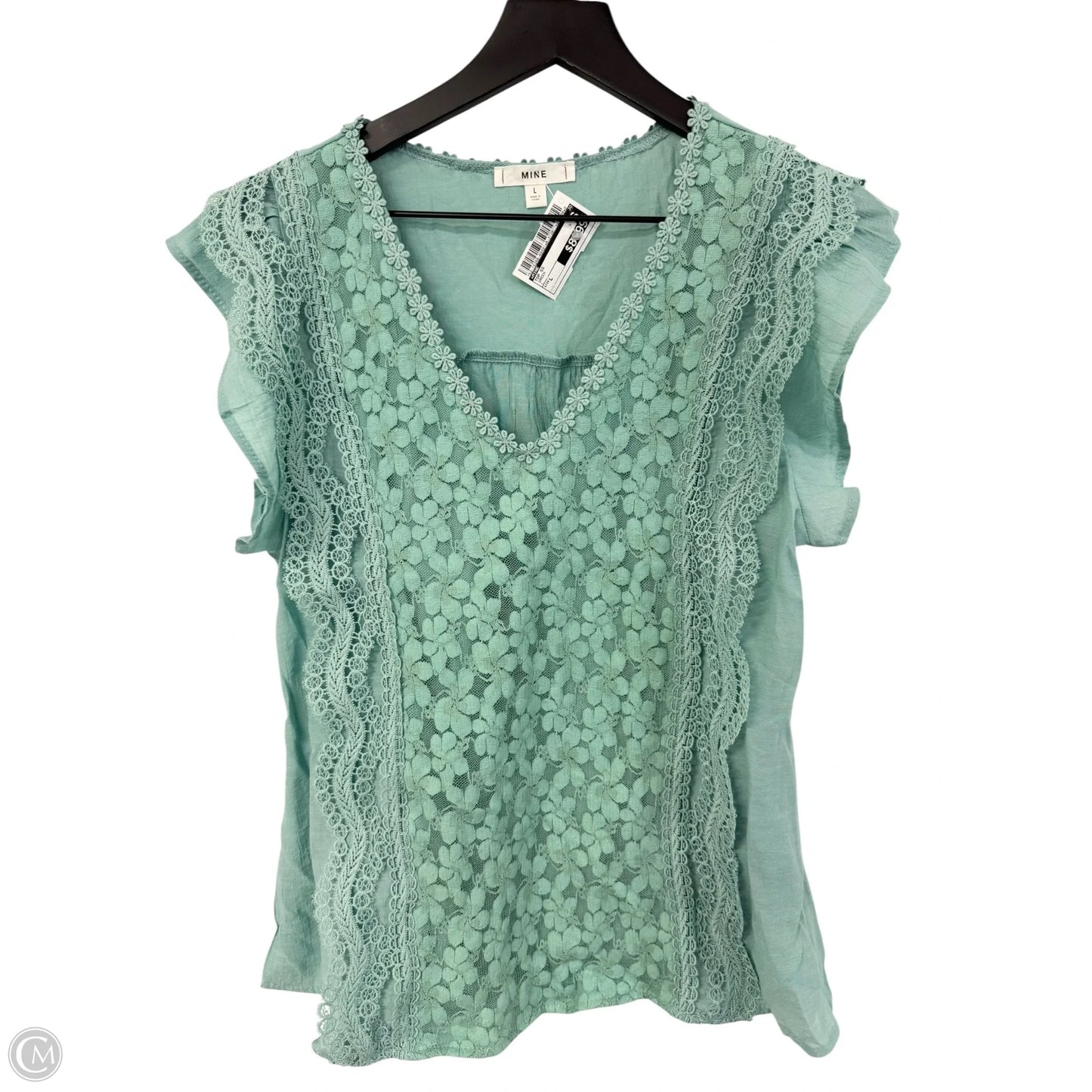 Top Short Sleeve By Mine In Green, Size: L