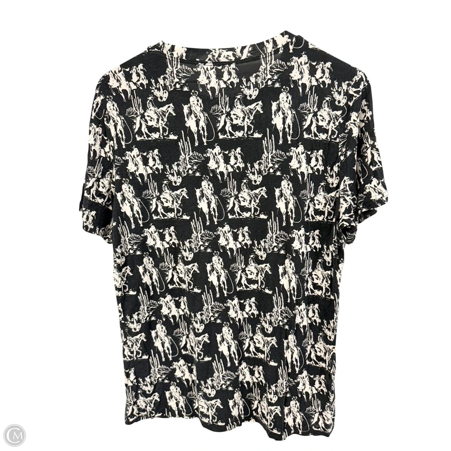 Top Short Sleeve By Cmc In Black & Cream, Size: L