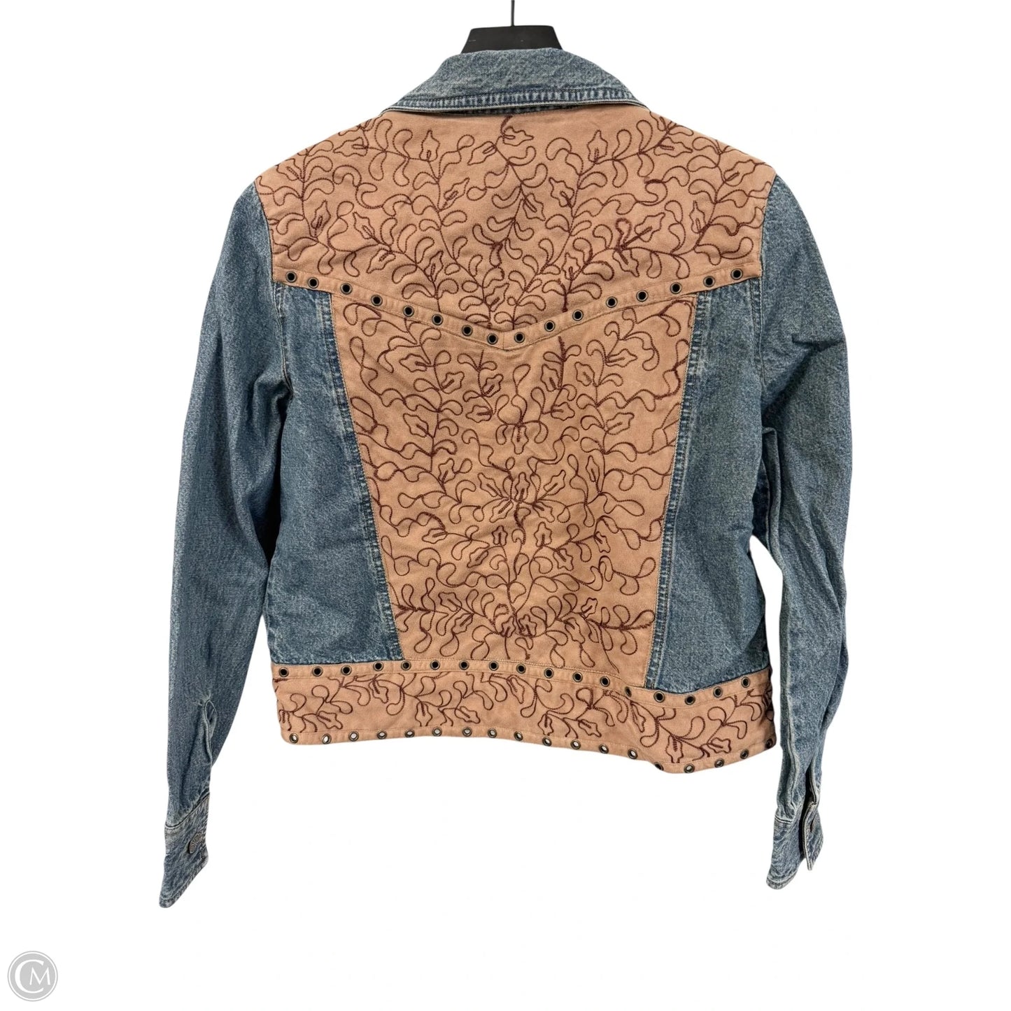Jacket Denim By Clothes Mentor In Blue & Brown, Size: M