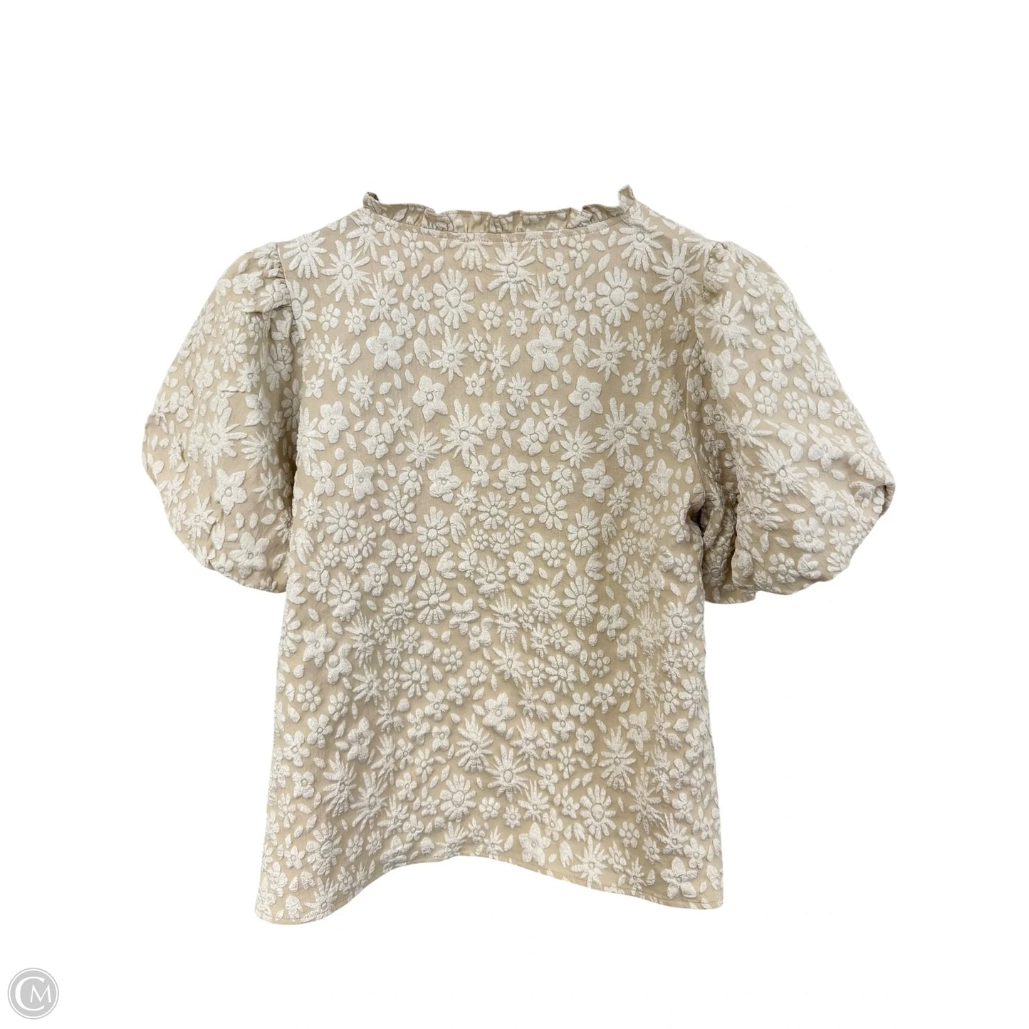 Top Short Sleeve By Bibi In Tan & White, Size: M