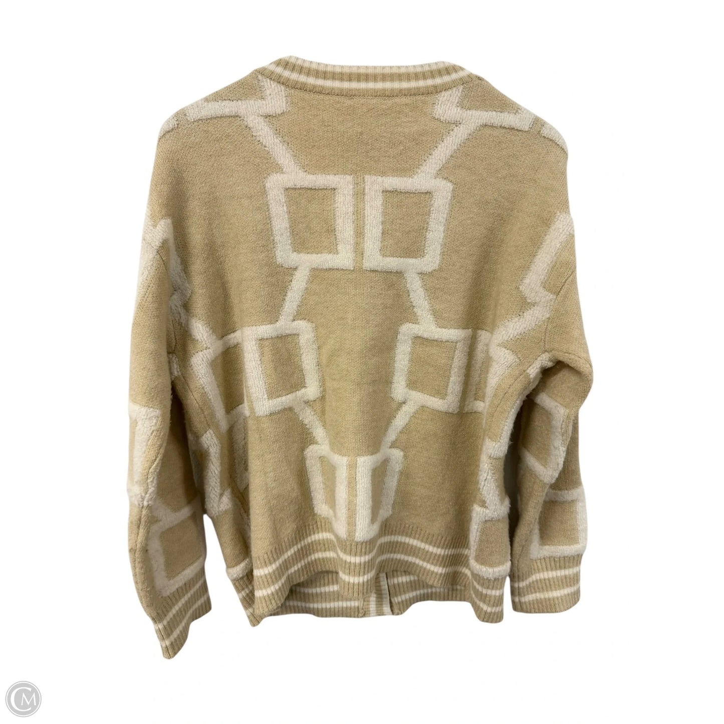 Sweater Cardigan By La Miel In Tan & White, Size: S