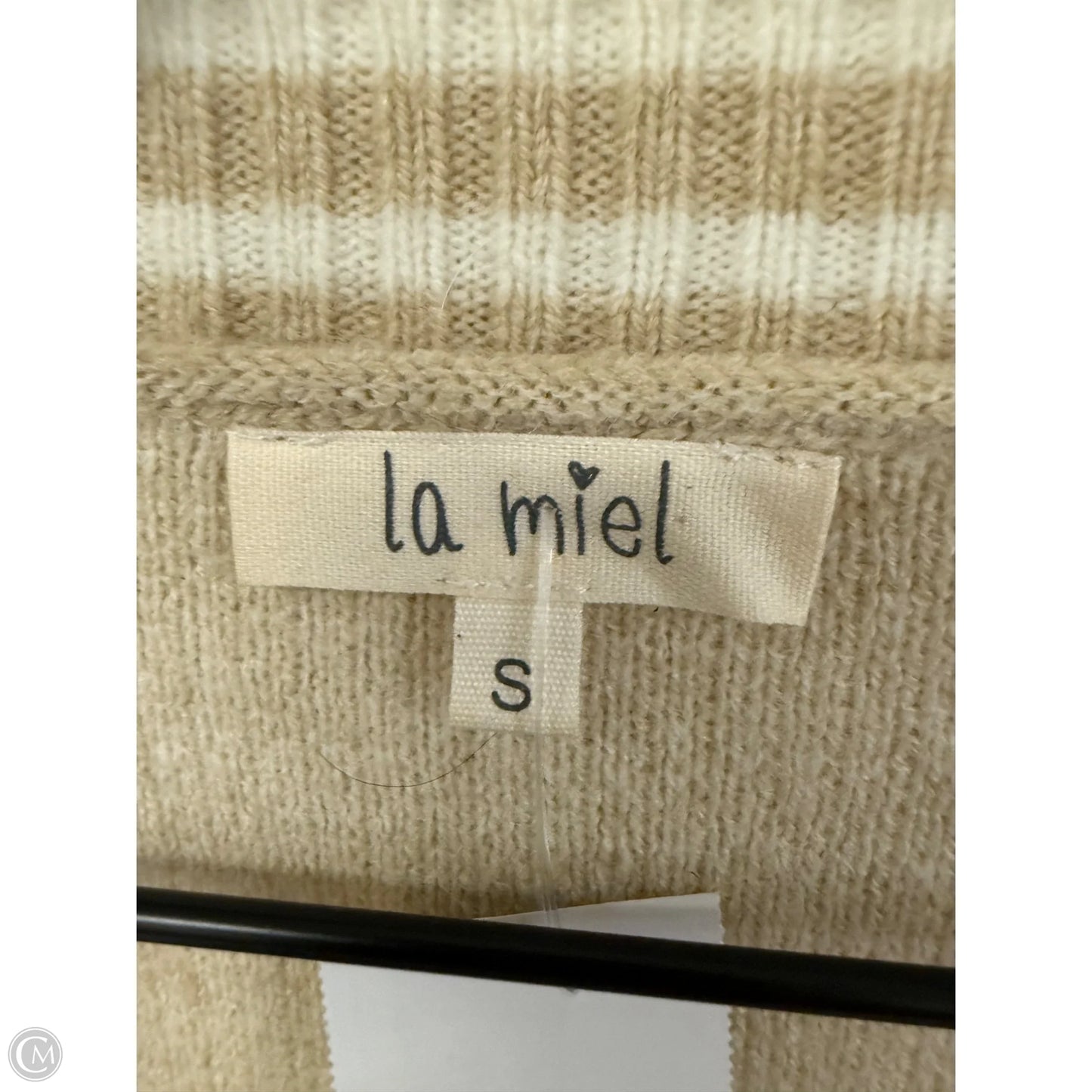 Sweater Cardigan By La Miel In Tan & White, Size: S