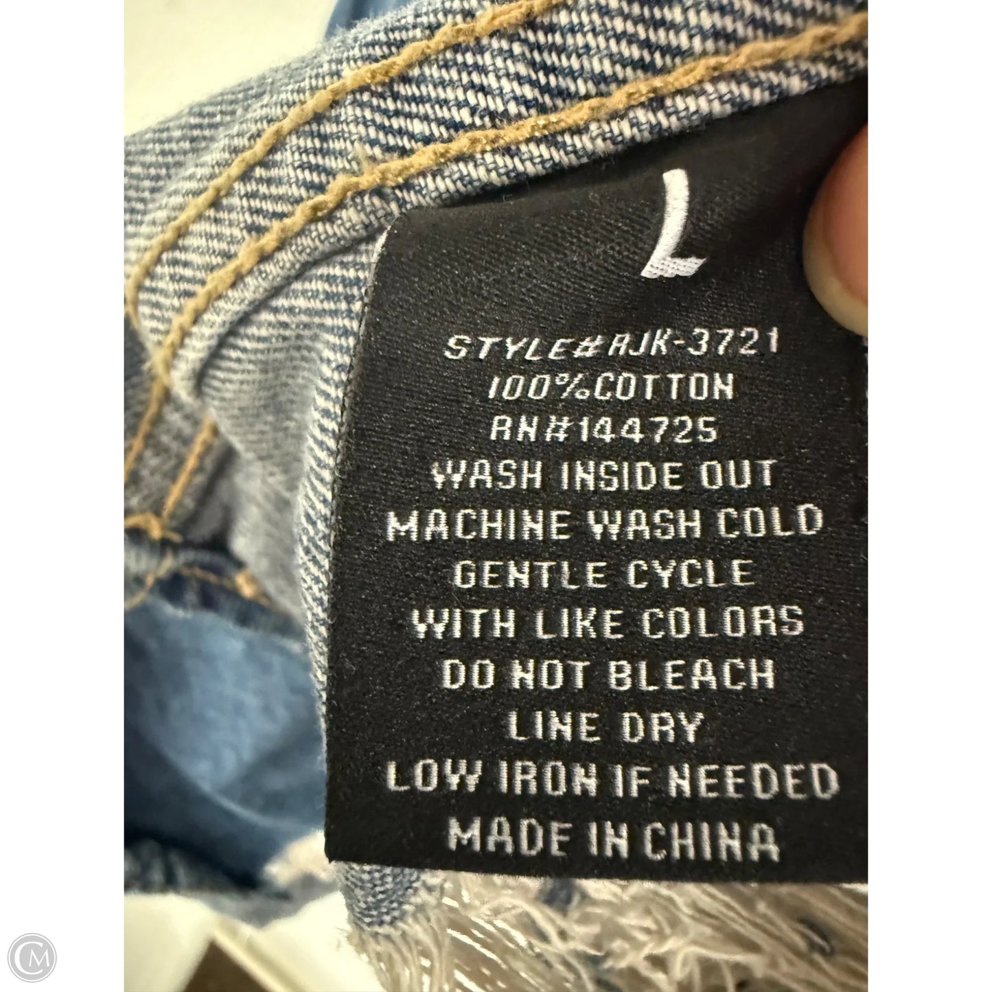 Jacket Denim By American Bazi In Blue Denim, Size: L