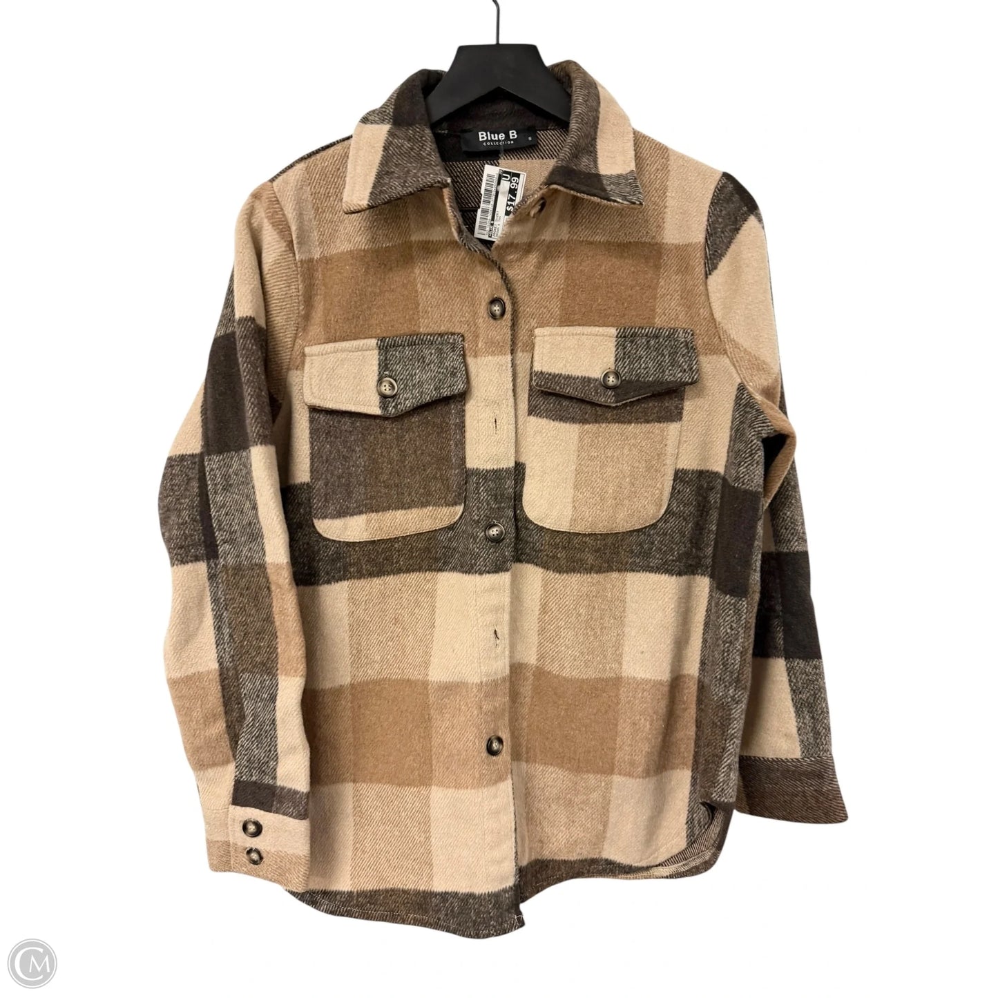 Jacket Shirt By Blue B In Brown & Tan, Size: S