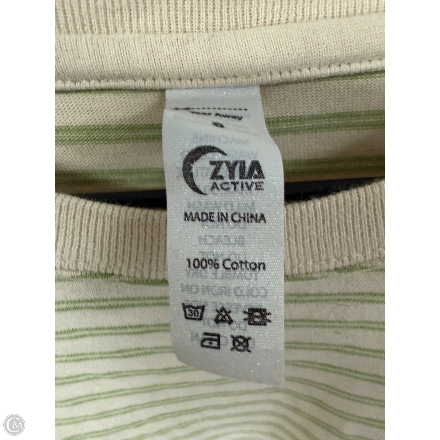 Athletic Top Long Sleeve Crewneck By Zyia In Cream & Green, Size: S