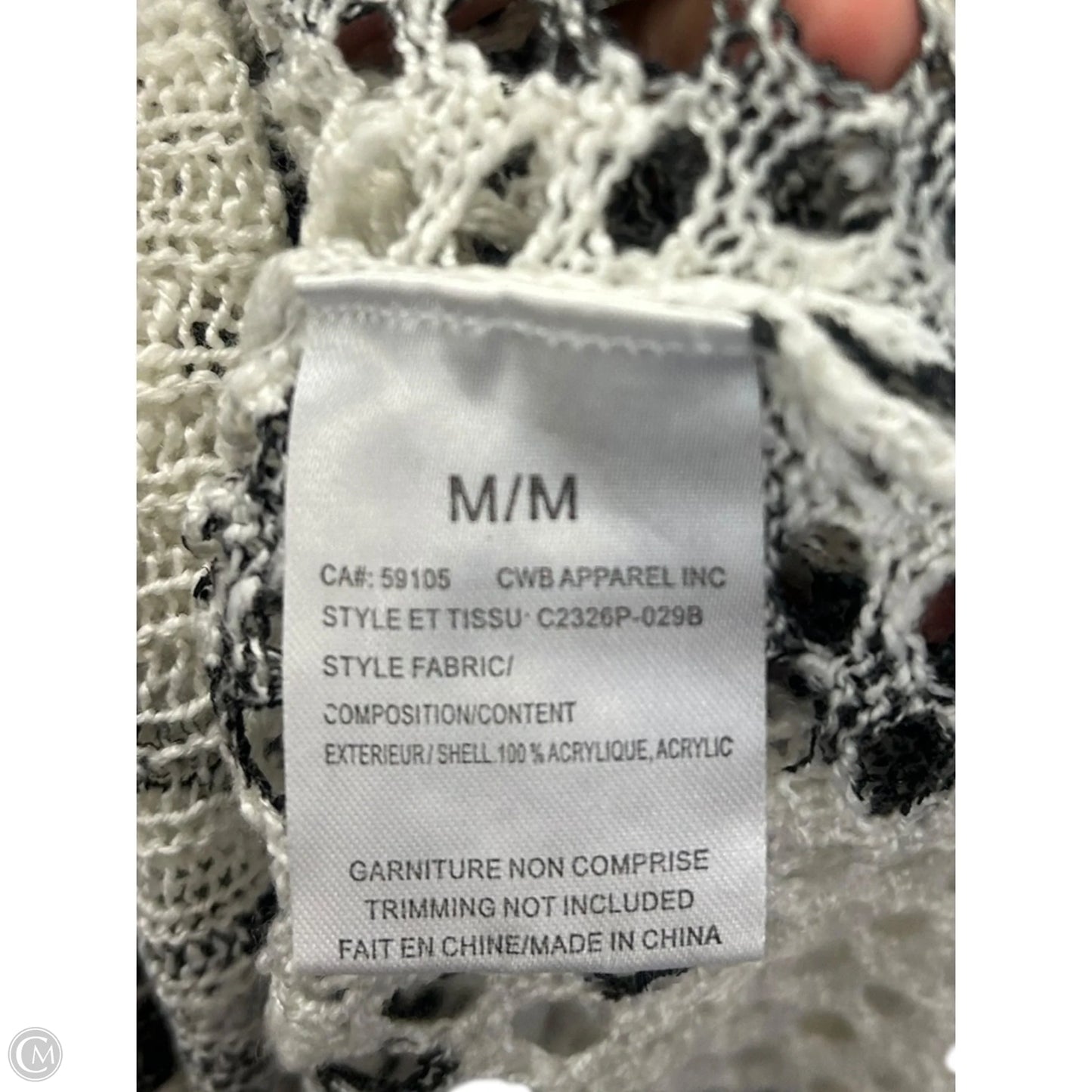 Sweater By Charlie B In Black & White, Size: M