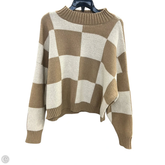 Sweater By Blu Pepper In Brown & White, Size: L