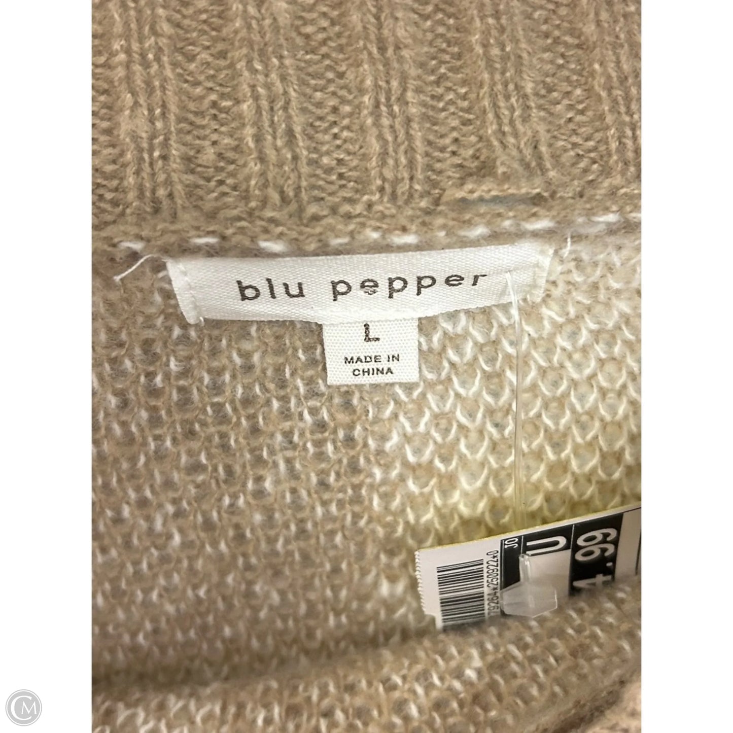 Sweater By Blu Pepper In Brown & White, Size: L