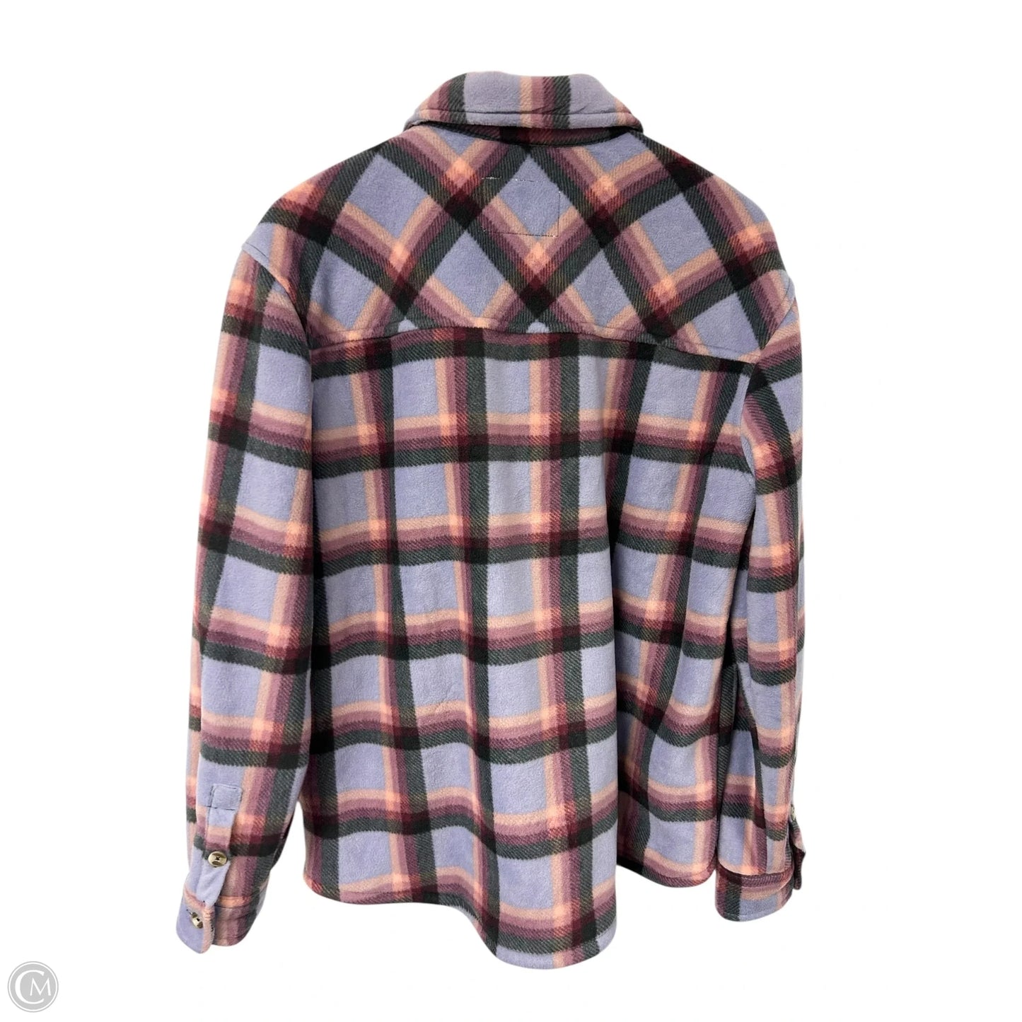 Jacket Shirt By Sage In Black & Purple, Size: L