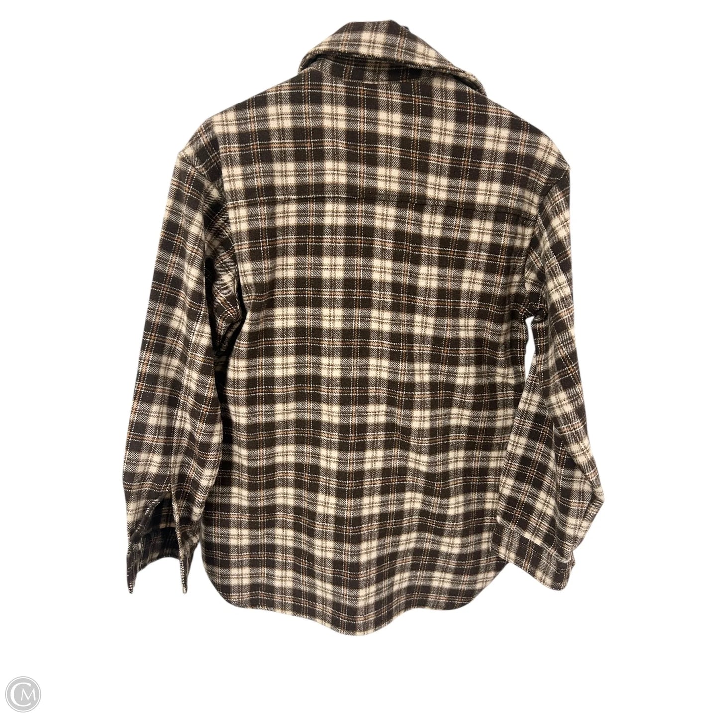 Jacket Shirt By Zyia In Brown & Cream, Size: S