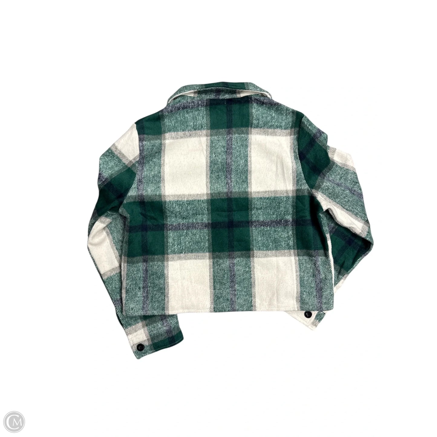 Jacket Shirt By Cmf In Green & White, Size: Xs