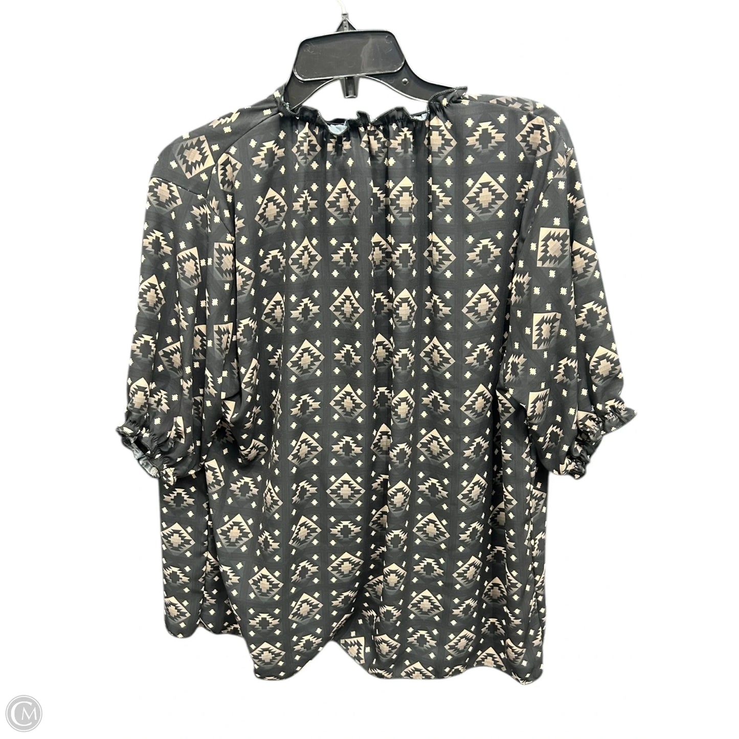 Top Short Sleeve By Lucky & Blessed In Black & Tan, Size: 3x