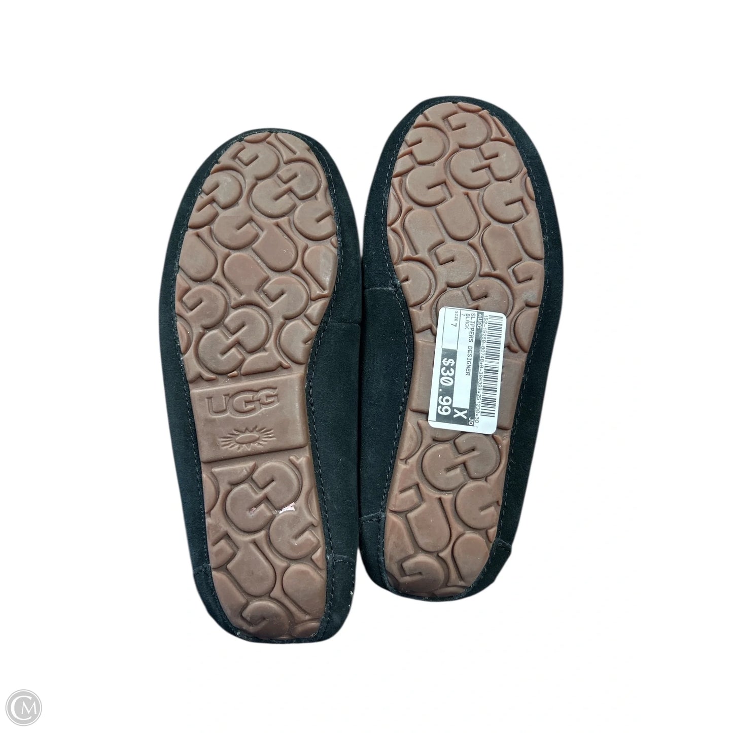 Slippers Designer By Ugg In Black, Size: 7