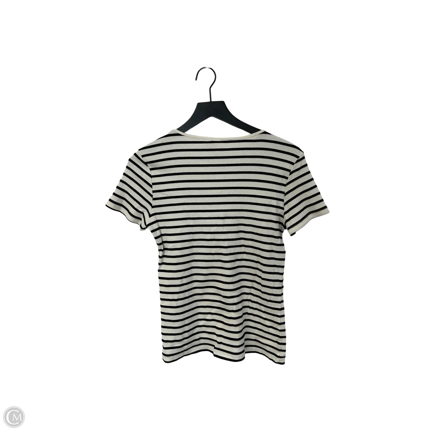 Top Short Sleeve Basic By H&m In Striped Pattern, Size: L